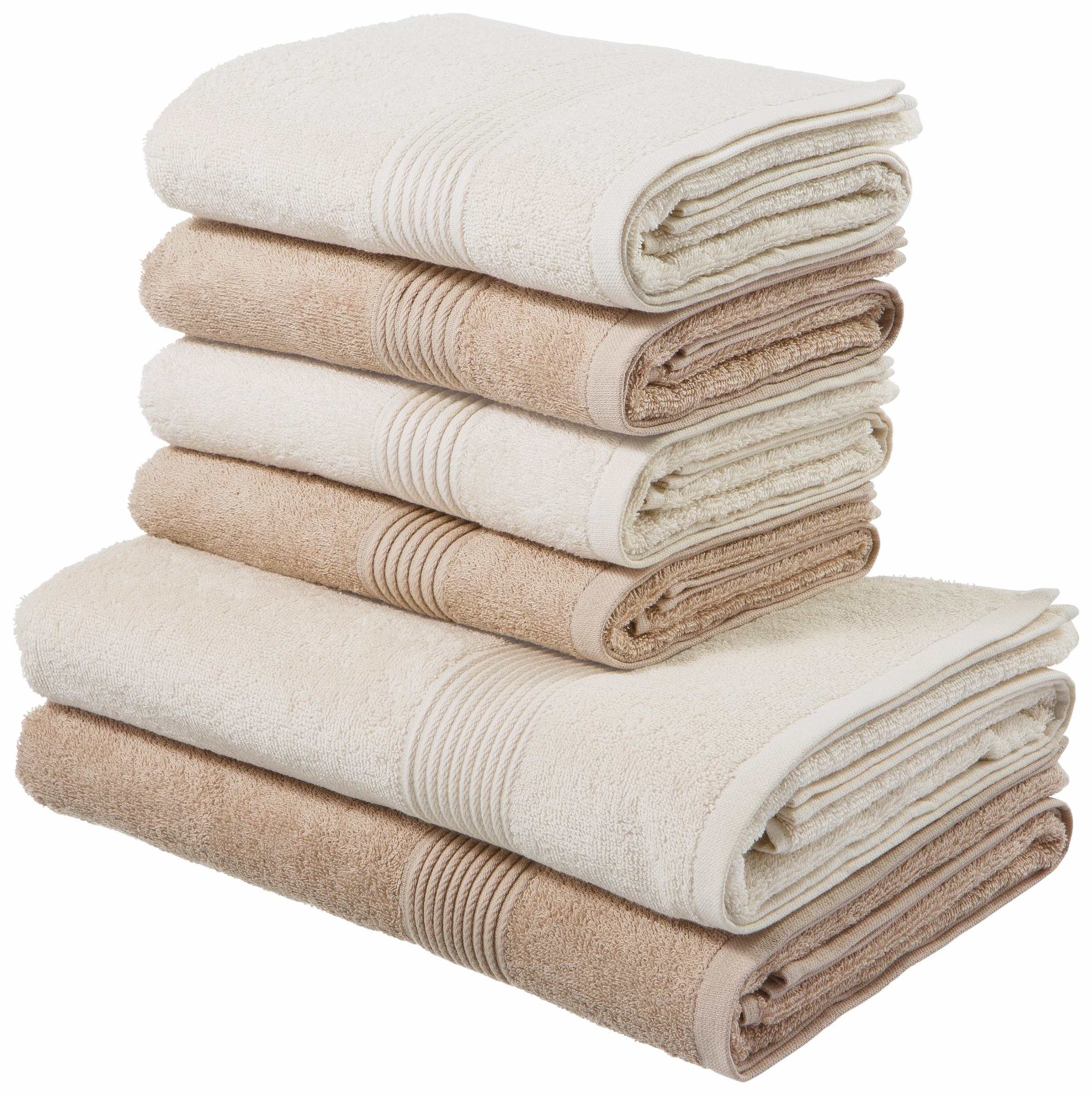 my home Handtuch Set »Anna«, Set, 6 tlg., Walkfrottee, gestreifte Bordüre,  Handtuch-Set, Handtücher aus 100% Baumwolle online kaufen | Jelmoli-Versand
