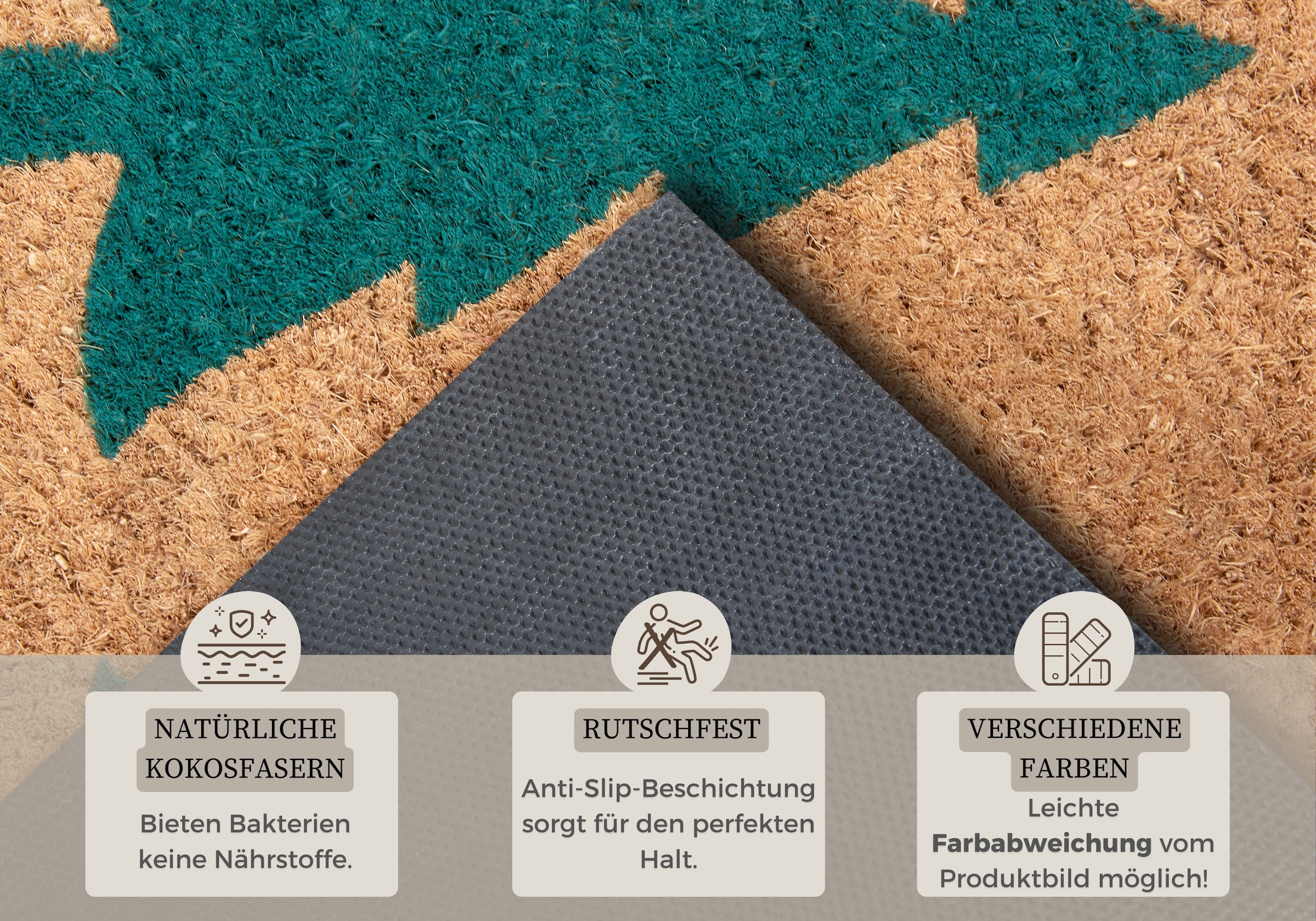 HANSE Home Fussmatte »Mix Mats Kokos Pine Trees«, rechteckig, 15 mm Höhe, Weihnachten, Schmutzfangmatte, Outdoor, Rutschfest, Innen, Kokosmatte