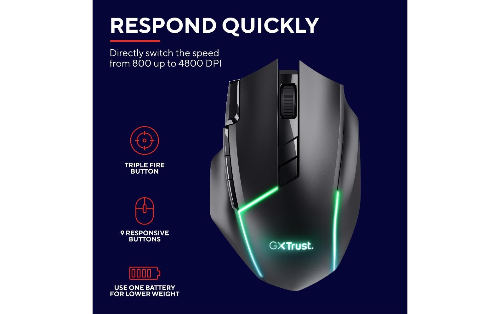 Trust Gaming-Maus »GXT 131 RANOO«, kabellos