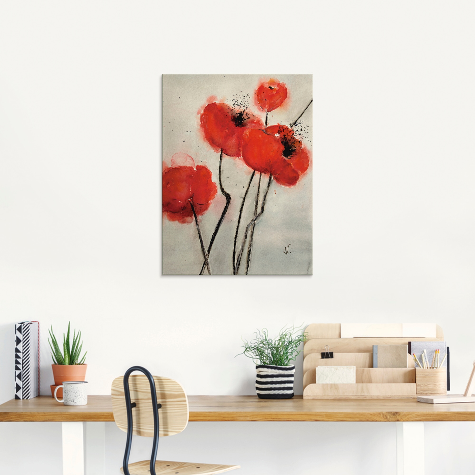 (1 Grössen Blumen, Glasbild in | shoppen verschiedenen Jelmoli-Versand »Roter Mohn«, online St.), Artland