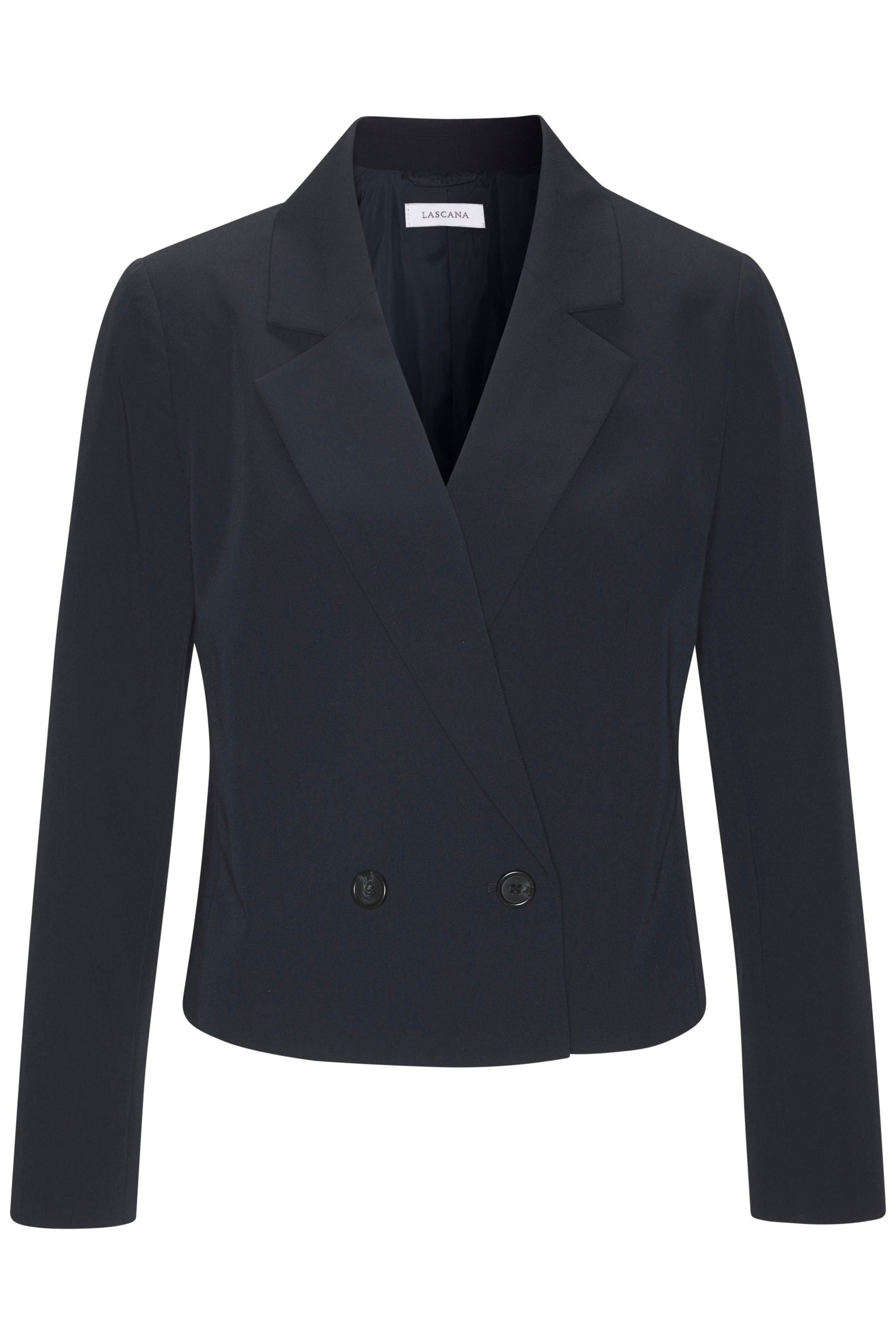 LASCANA Kurzblazer "in modisch verkürzter Form mit Knopfverschluss" eleganter Cropped-Blazer, Sommerblazer, Damenblazer, Business-Look