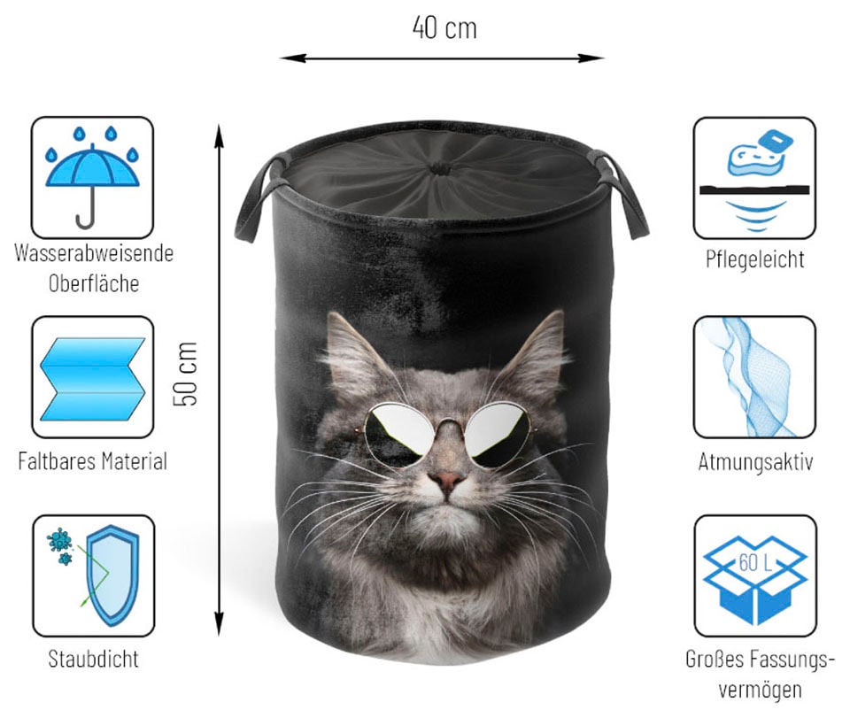 Sanilo Wäschekorb »Cool Cat«, kräftige Oberfläche, mit günstigen samtweiche Preisen zu | Farben, Jelmoli-Versand Deckel shoppen