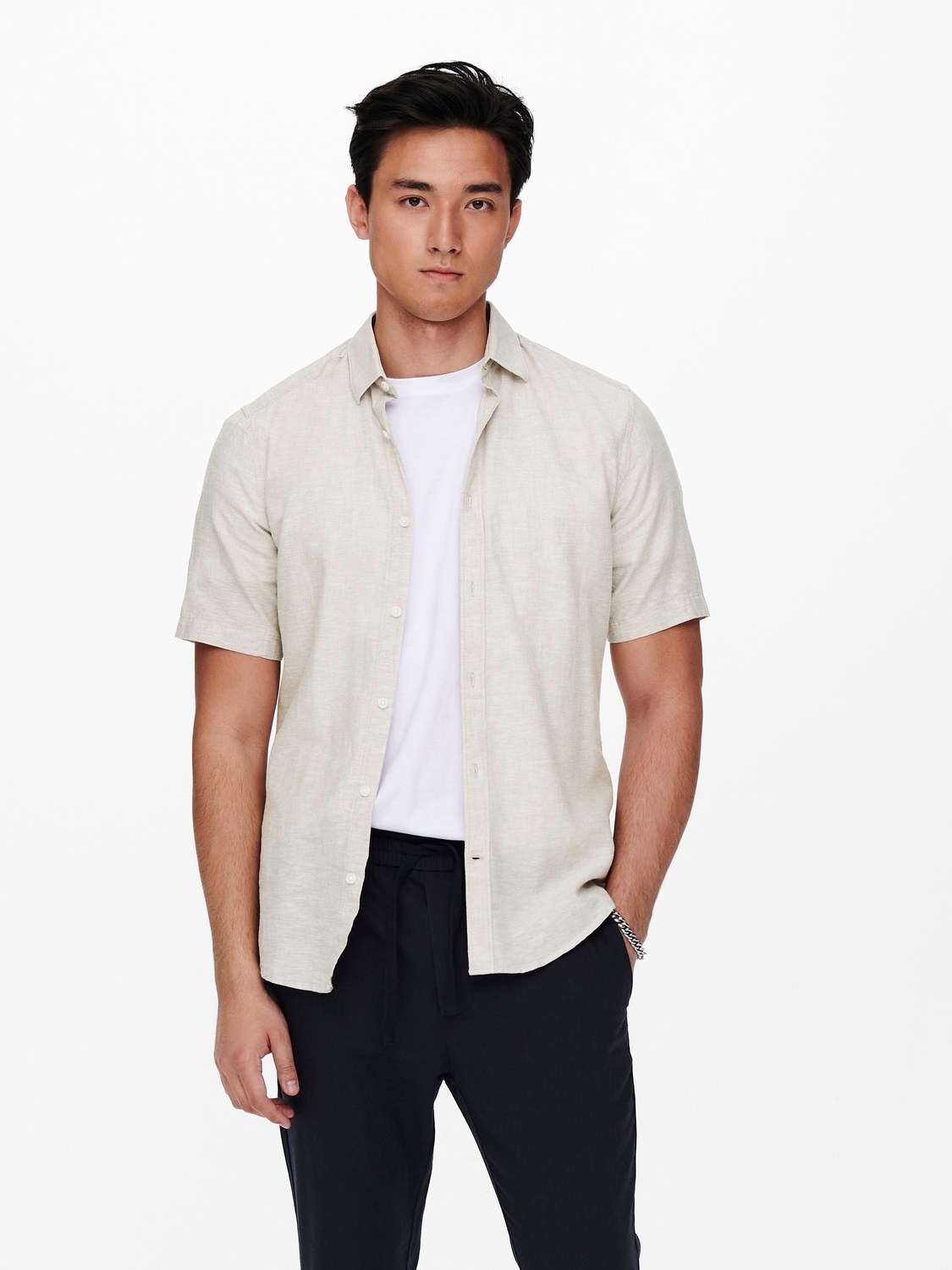 ONLY & SONS Kurzarmhemd »ONSCAIDEN SS SOLID LINEN SHIRT NOOS«