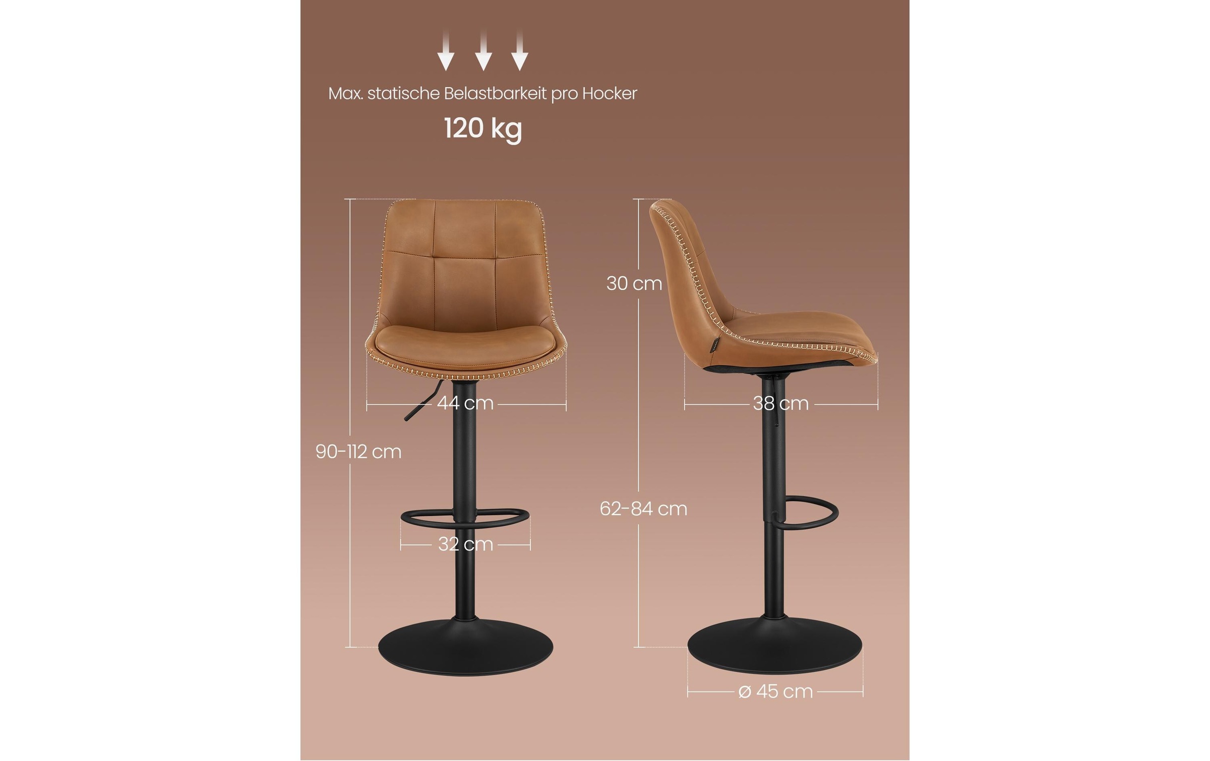 VASAGLE Barhocker »2er Set 48 x 90 cm/112 cm«