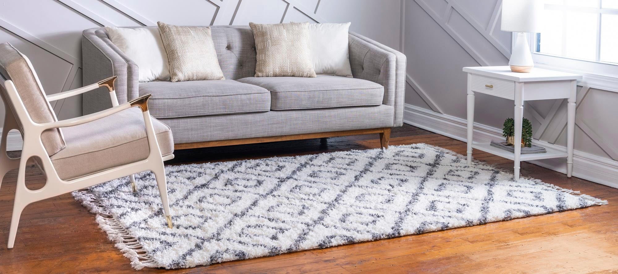 Myflair Möbel & Accessoires Hochflor-Teppich »Top Shag Lagerräumung«, rechteckig, 32 mm Höhe, gewebt, Rauten Design, melierte Optik, weich & kuschelig, mit Fransen