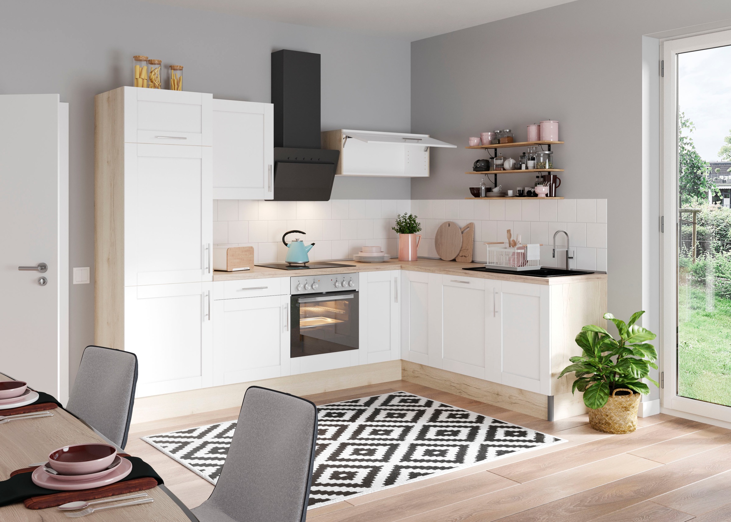OPTIFIT Küche "Ahus" 200 x 270 cm breit, wahlweise mit E-Geräten, Soft Close Funktion