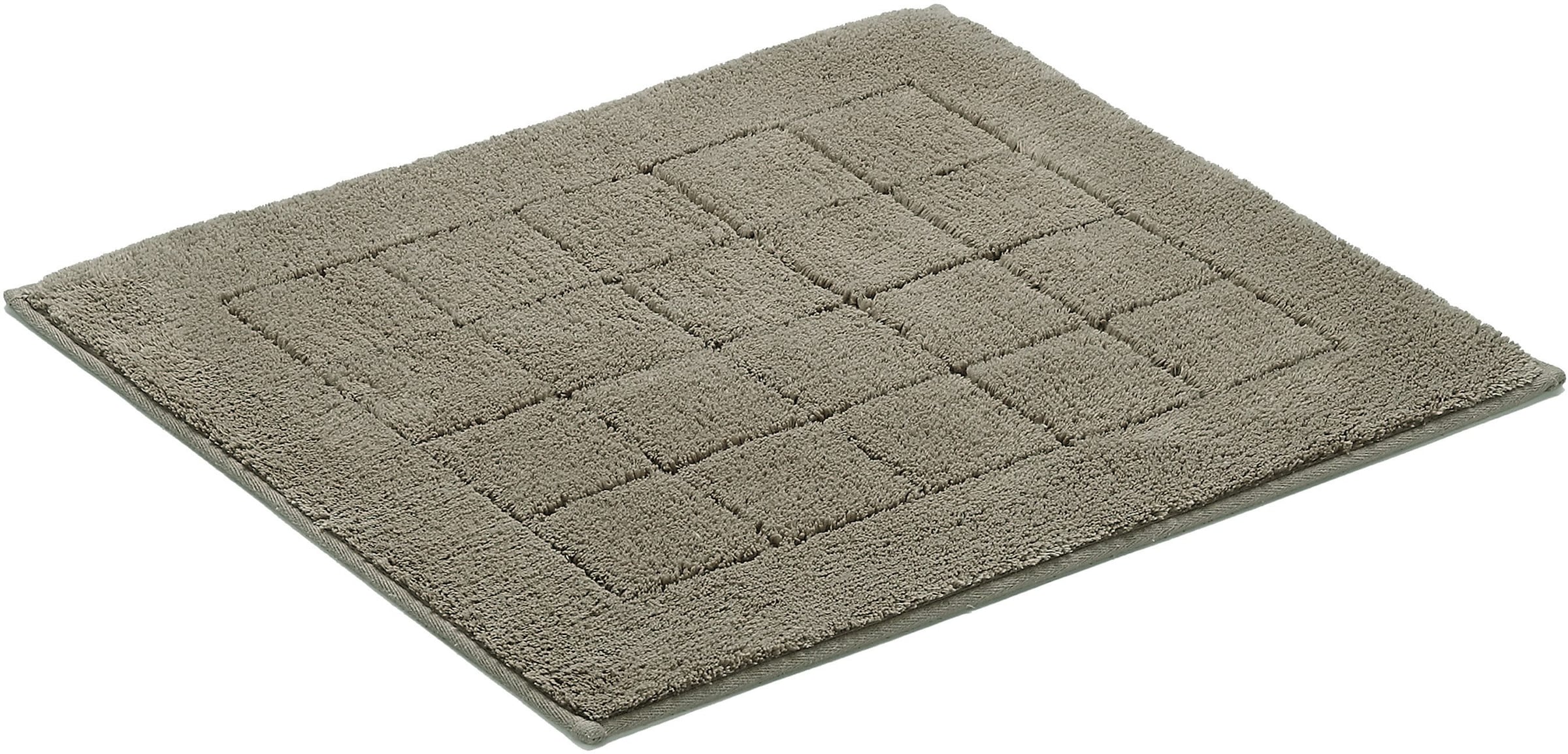 Vossen Badematte »Exclusive«, rutschhemmend beschichtet, fussbodenheizungsgeeignet, Badteppich, Uni-Farben, Karo Muster, Hoch-Tief Effekt, reine Baumwolle