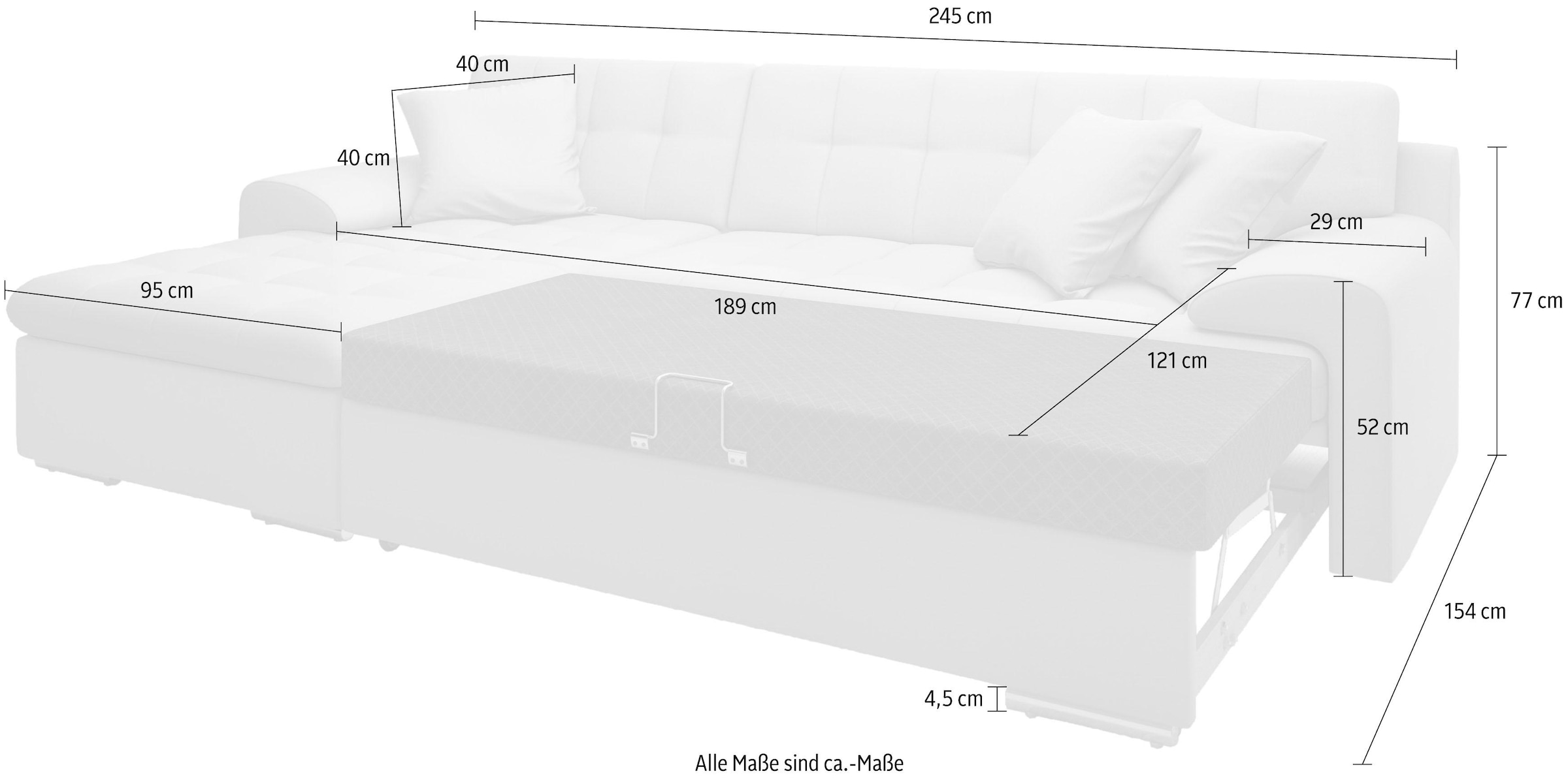 TRENDMANUFAKTUR Ecksofa »Rave II, L-Form«, wahlweise mit Bettfunktion