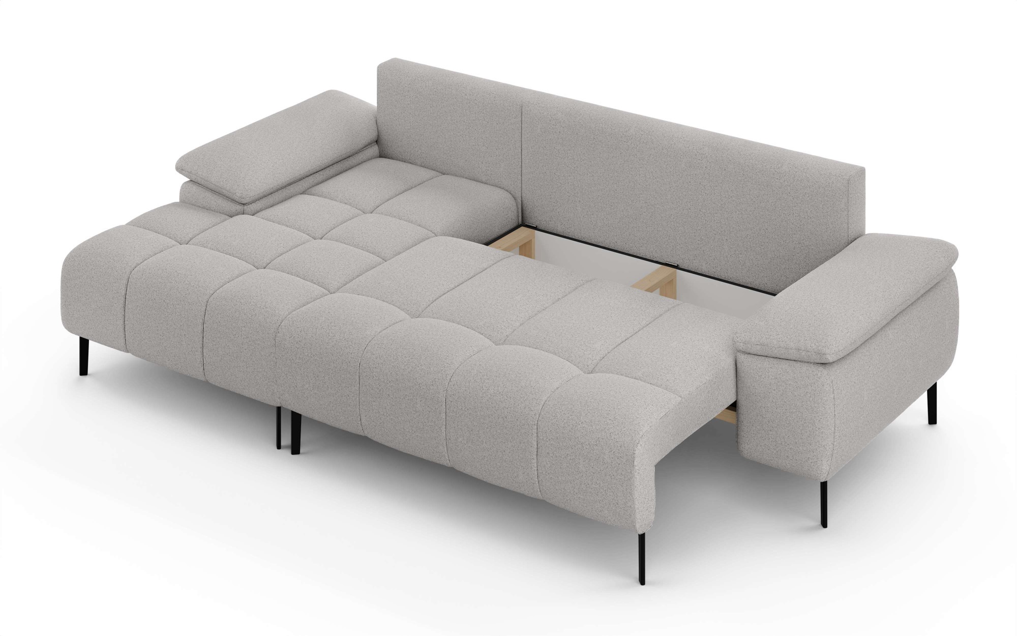 INOSIGN Ecksofa »DROMARA Schlafsofa mit Bettkasten, Masse: B/T/H 277/141/91 cm«, L-Form mit Recamiere rechts/links bestellbar, Wellenunterfederung