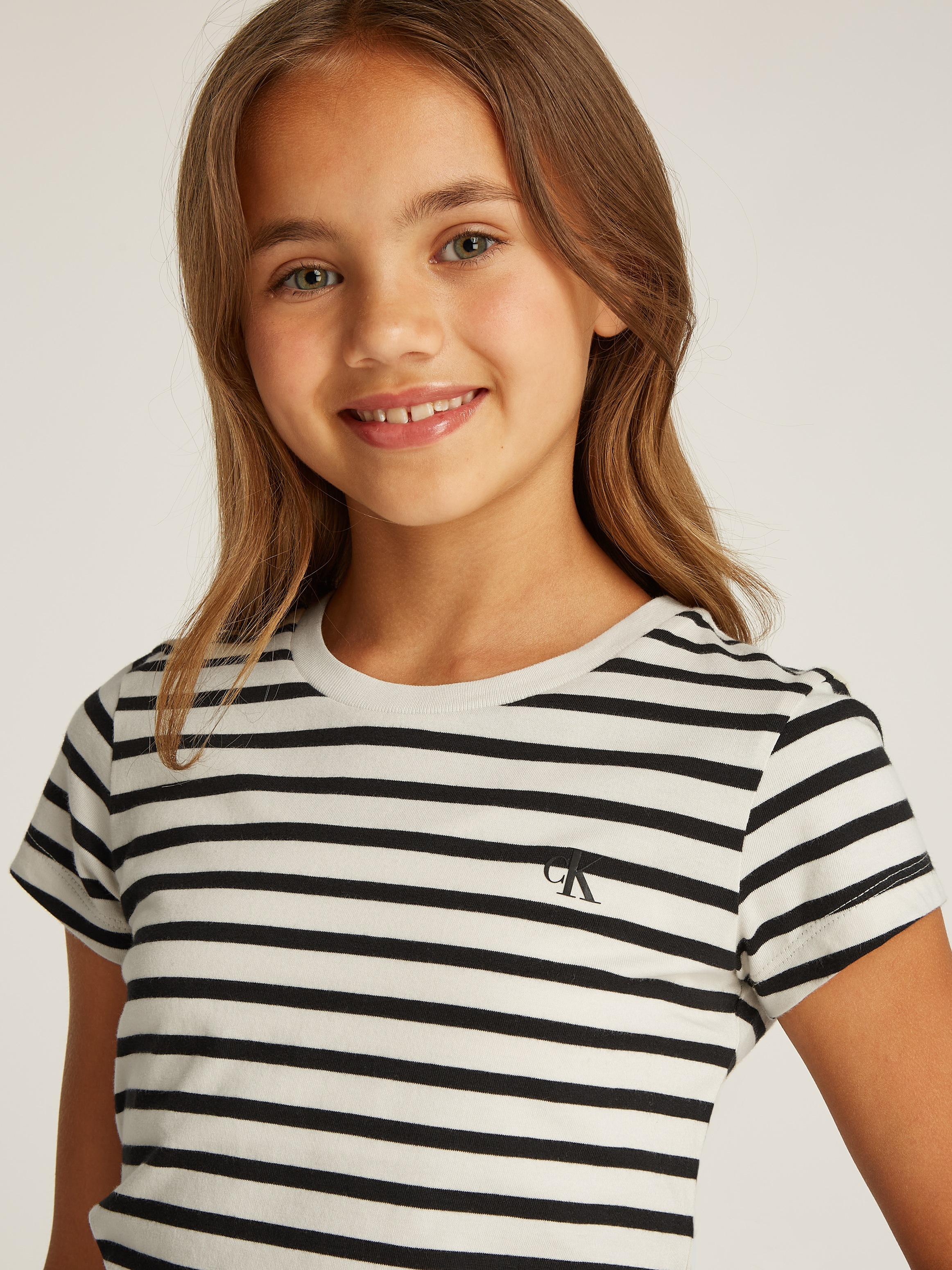 Calvin Klein Jeans Rundhalsshirt »2 PACK STRIPE SLIM SS T-SHIRT«, für Kinder bis 16 Jahre mit Logoschriftzug