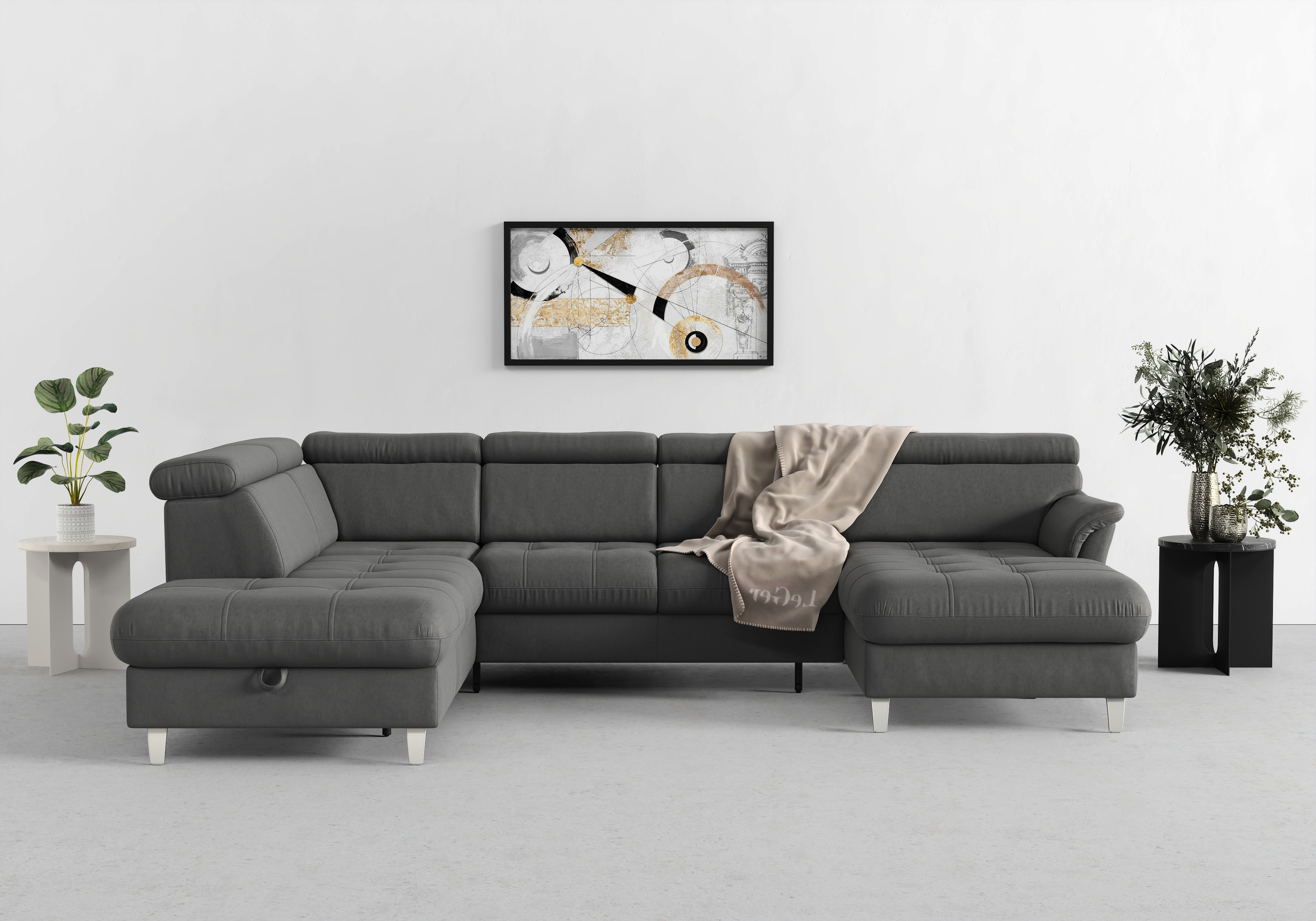 sit&more Wohnlandschaft "Marano U-Form" inklusive Kopfteilverstellung, wahlweise mit Bettfunktion, Bettkasten