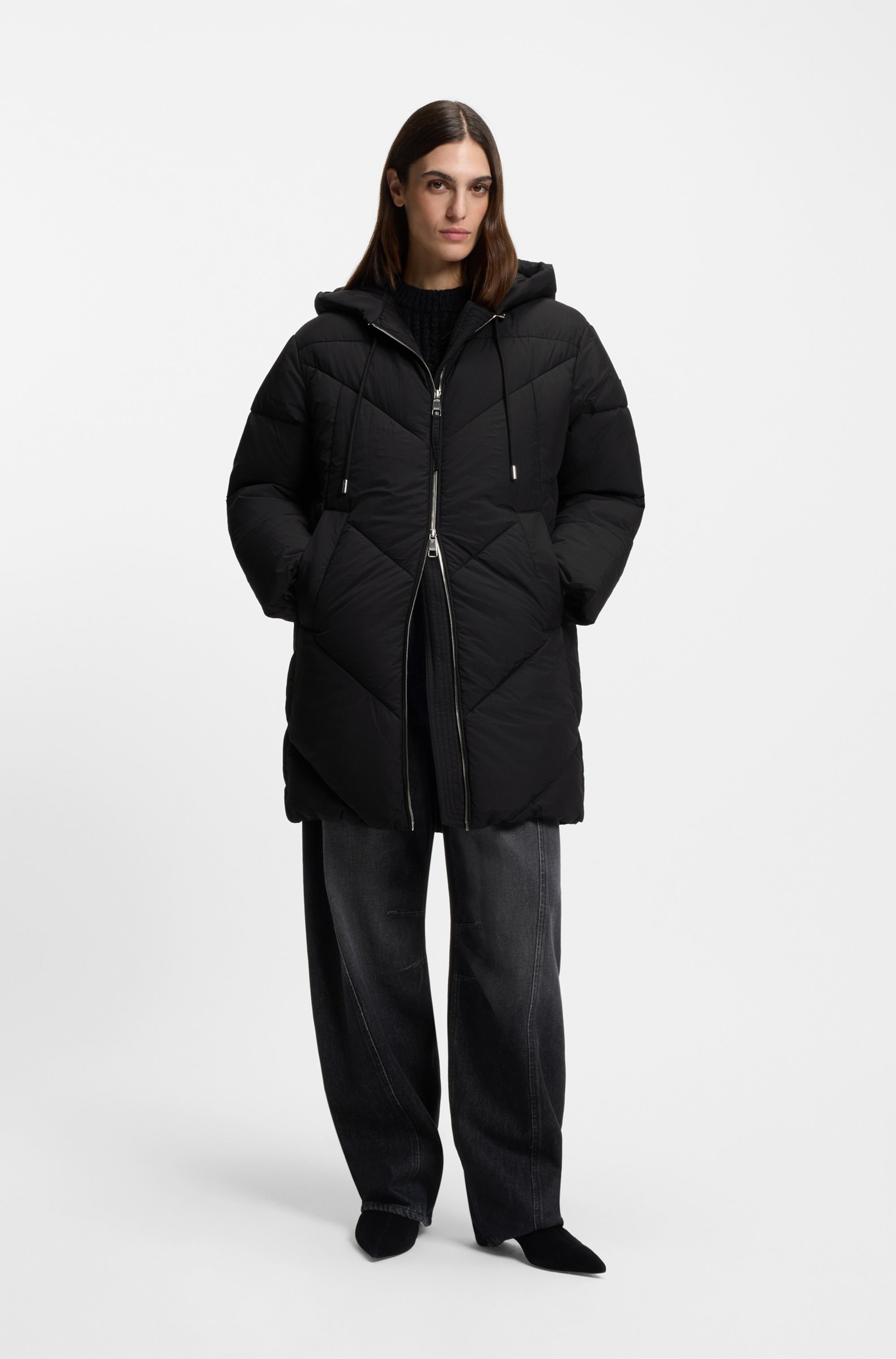 BOSS ORANGE Steppmantel »Piapolly Premium Damenmode« mit Kapuze, Chevron-Steppung