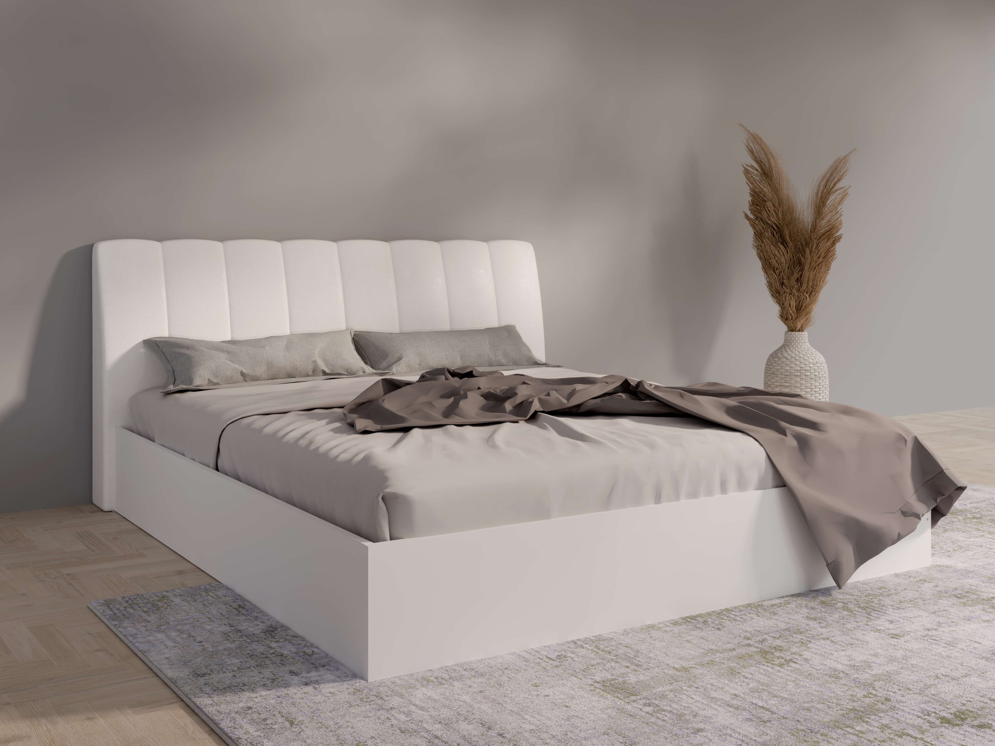 Home affaire Bett »Bett Malissa mit gepolstertem Kopfteil ohne Stauraum« Bettgestell, Schlaffläche 180x200 cm, BxTxH 186,6 x 206,4 x 100 cm