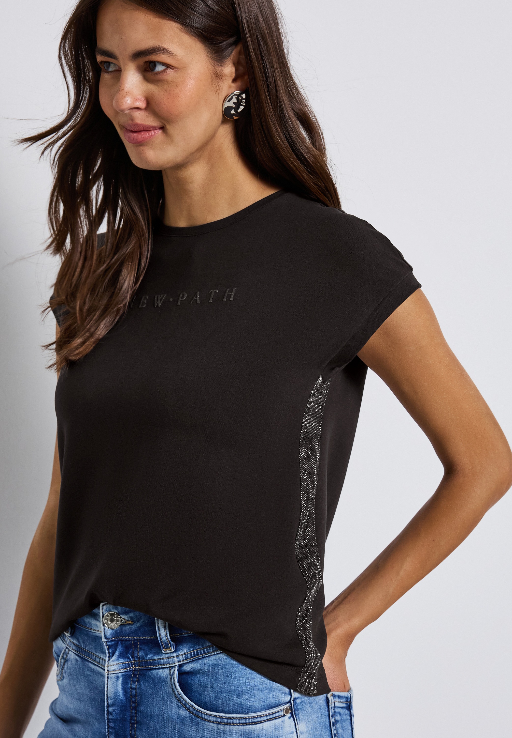 STREET ONE T-Shirt mit Glitzerdetails