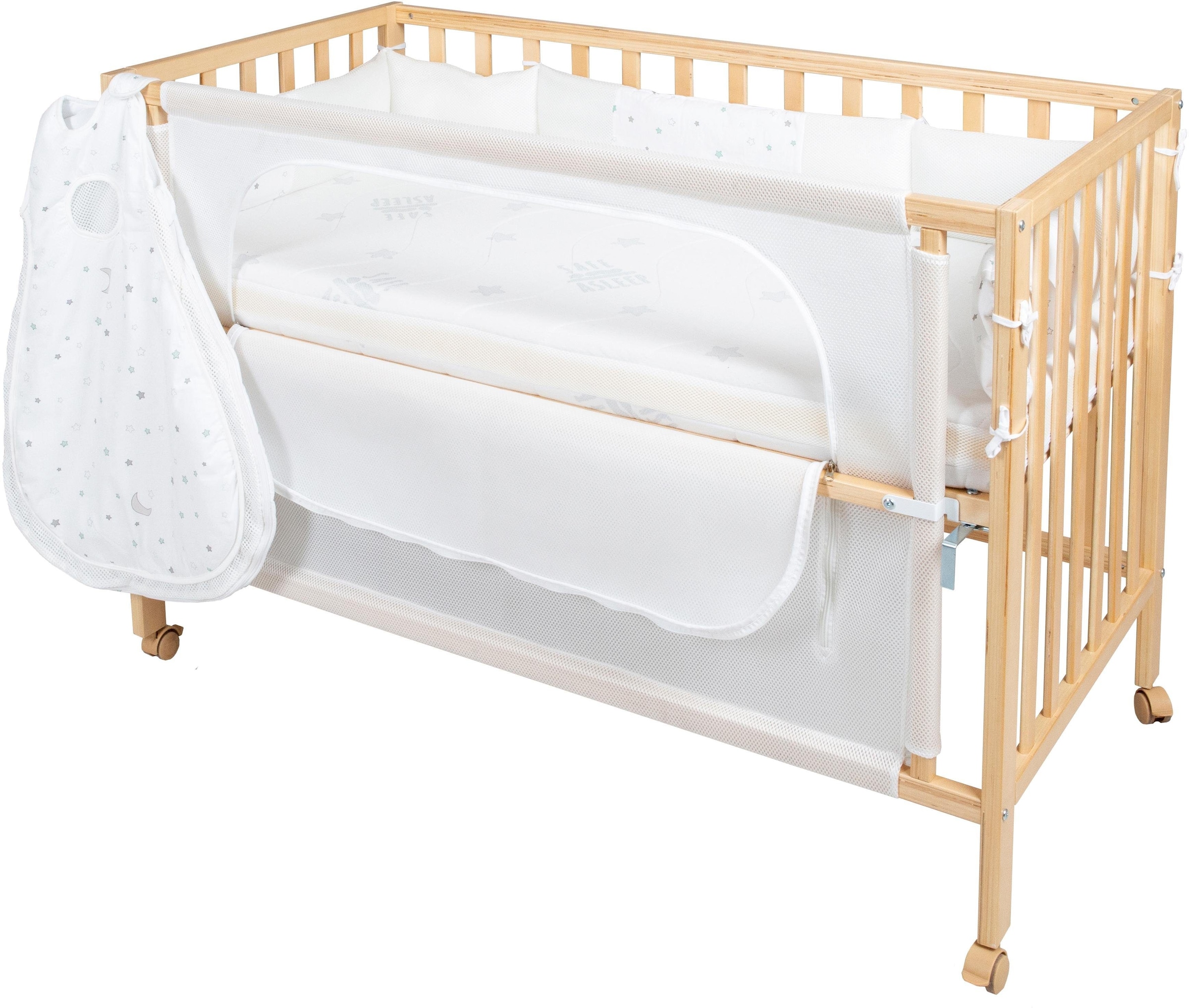 roba® Babybett »Room Bed, safe asleep®, Sternenzauber natur«, (4 tlg.)