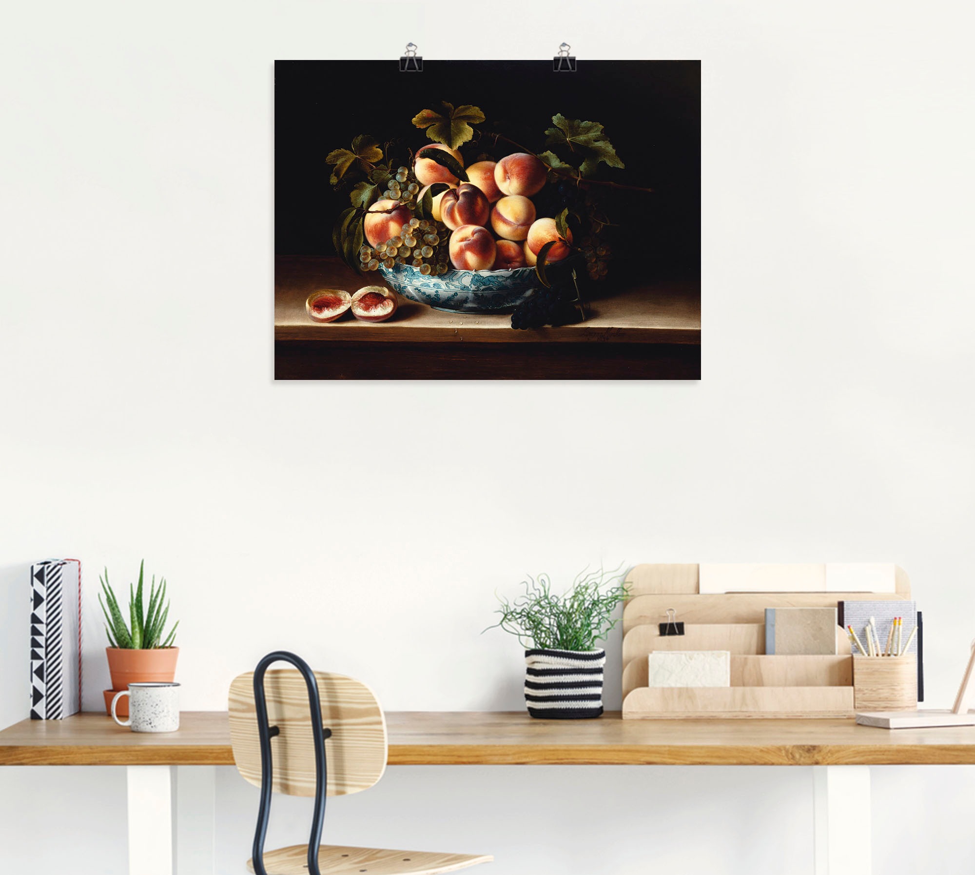Artland Kunstdruck »Pfirsiche und Weintrauben«, Arrangements, (1 St.), als Leinwandbild, Wandaufkleber oder Poster in versch. Grössen