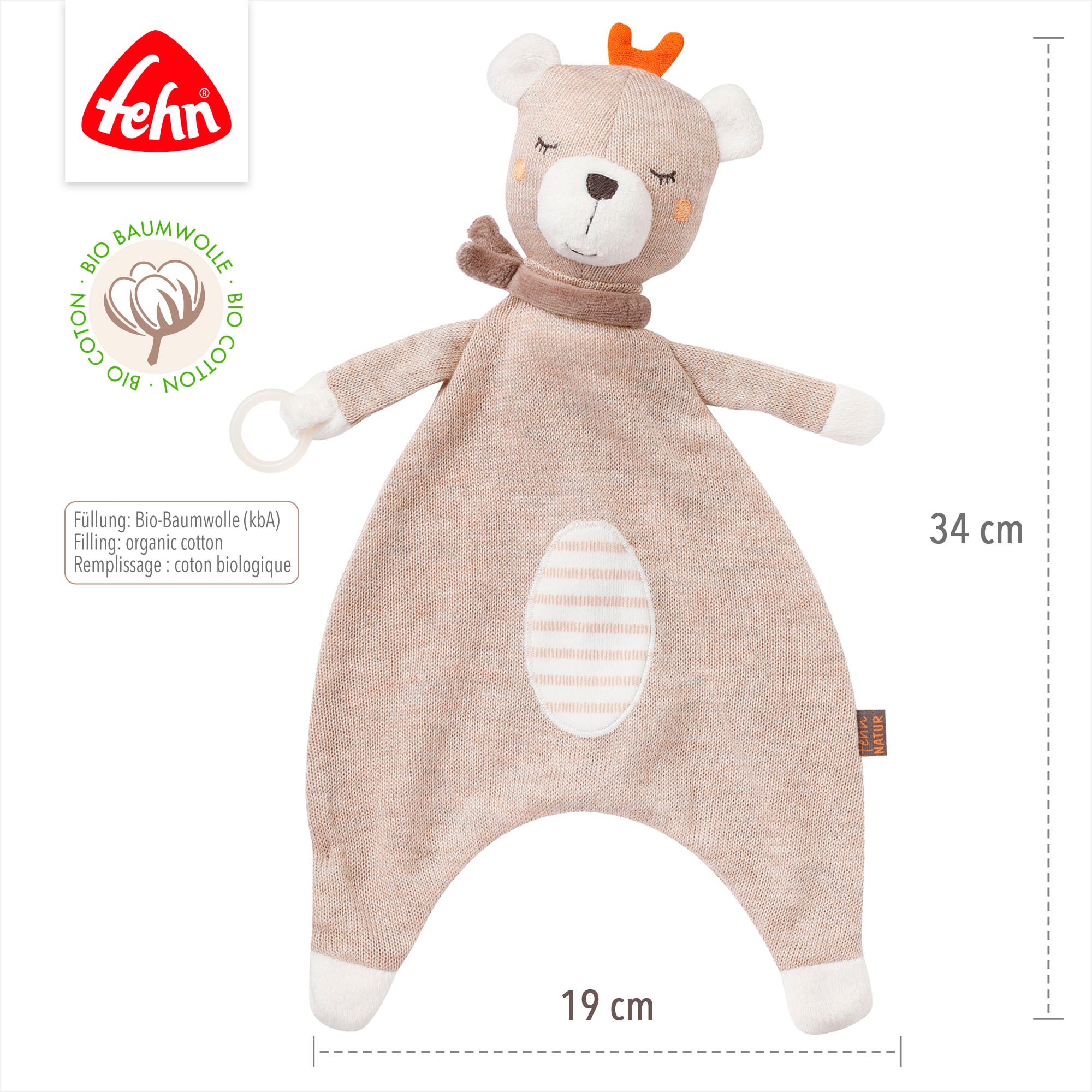 Fehn Kuscheltuch »fehnNATUR, Schmusetuch Teddy«, mit Schnuller-Befestigung