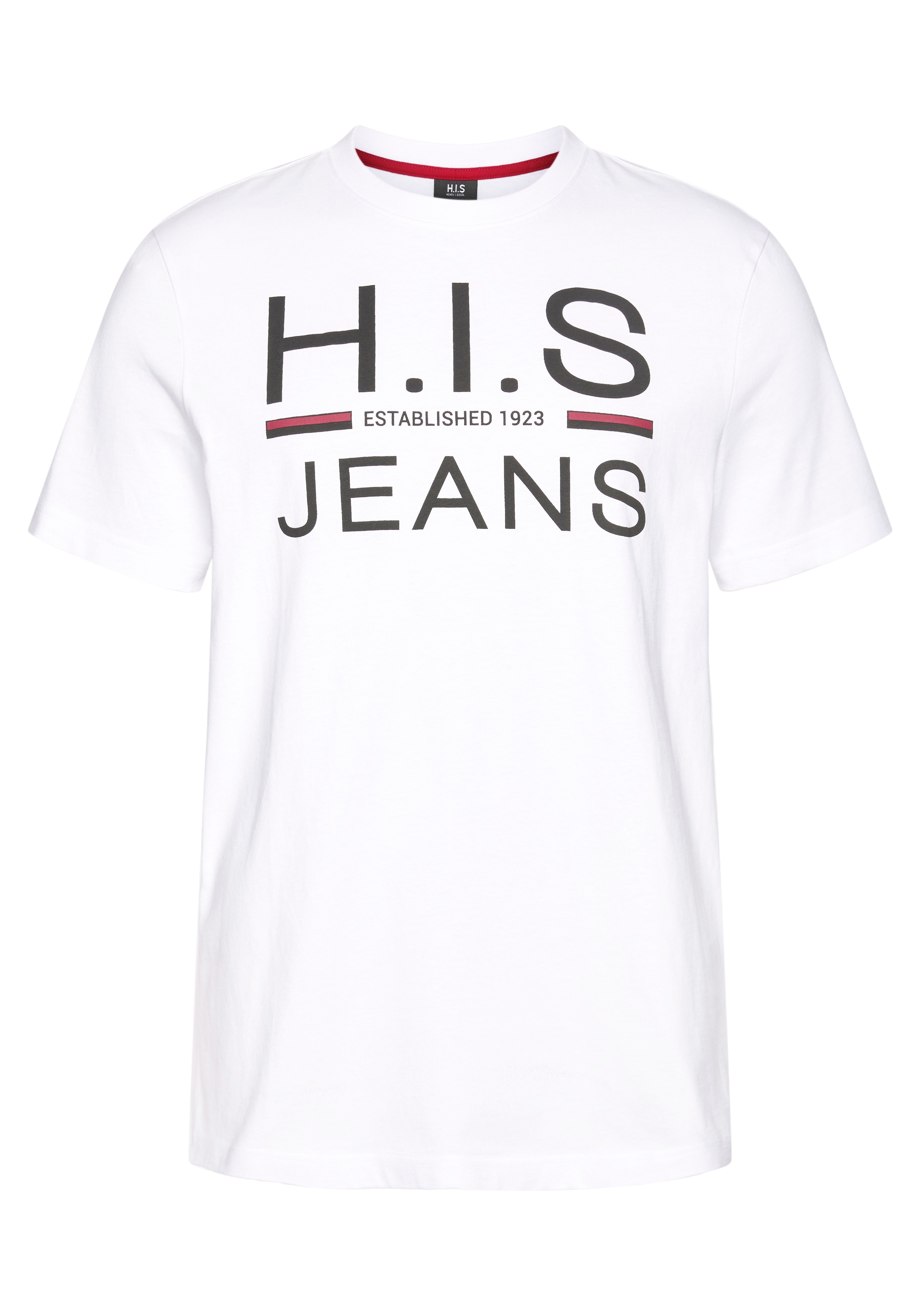 H.I.S Rundhalsshirt, (Packung, 2er-Pack), schmal geschnitten, bedrucktes Design, Rundhals, aus Baumwolle