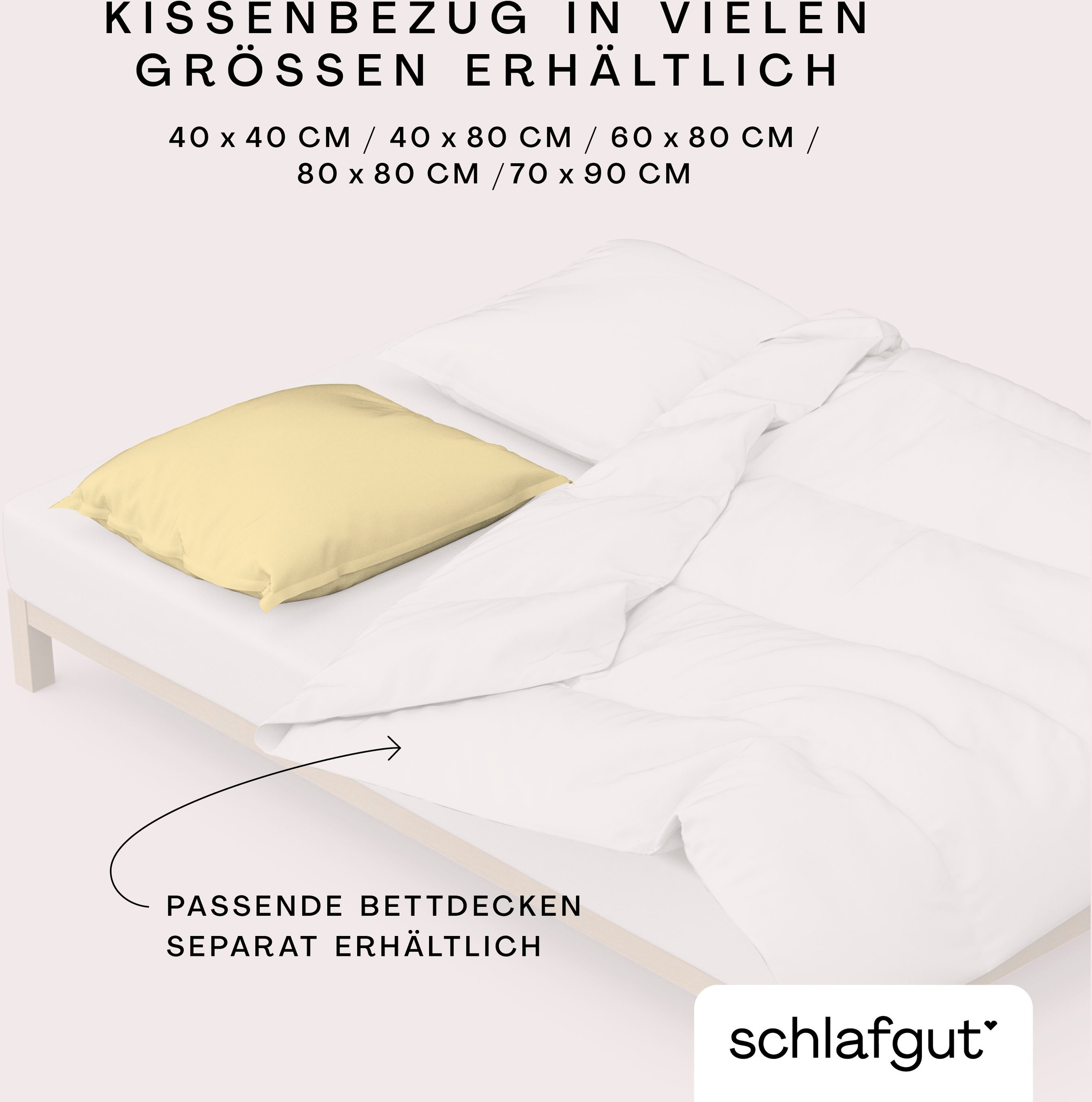 Schlafgut Kissenbezug »Woven Satin aus Mako-Baumwolle, langlebig, pflegeleicht, dicht gewebt«, (1 St.), Kissenhülle mit Reissverschluss, passender Bettbezug erhältlich