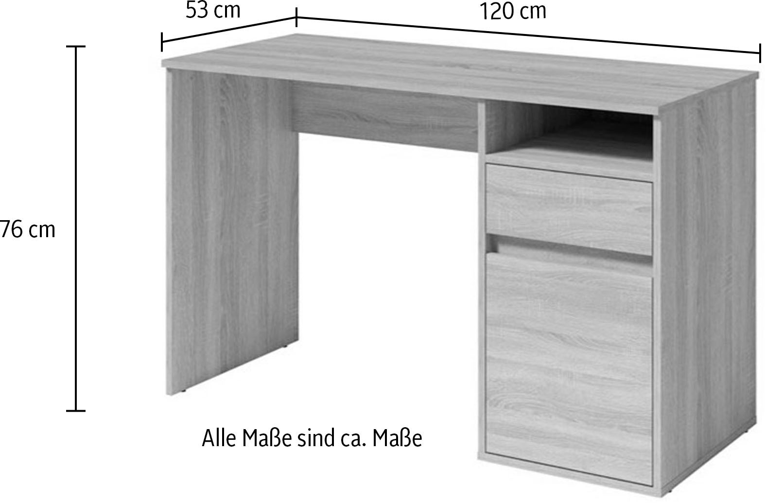 Home affaire Schreibtisch »Tinsley«, mit Schublade, und Tür, Breite 120 x53 cm