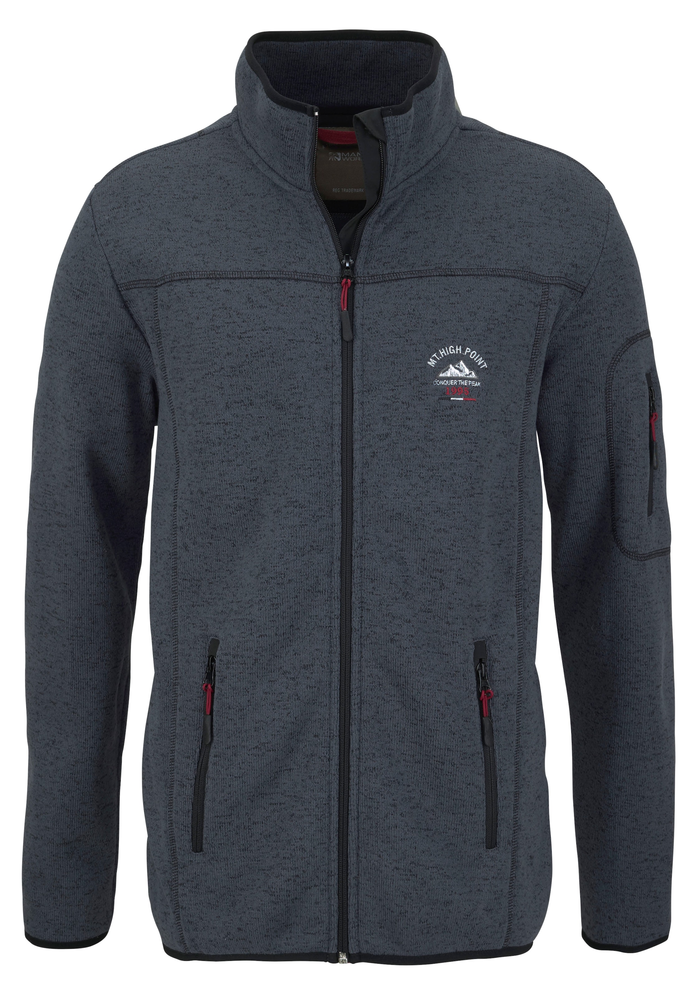 Man's World Strickfleecejacke, für die Übergangszeit, mit Reissverschlusstaschen, mit Stehkragen