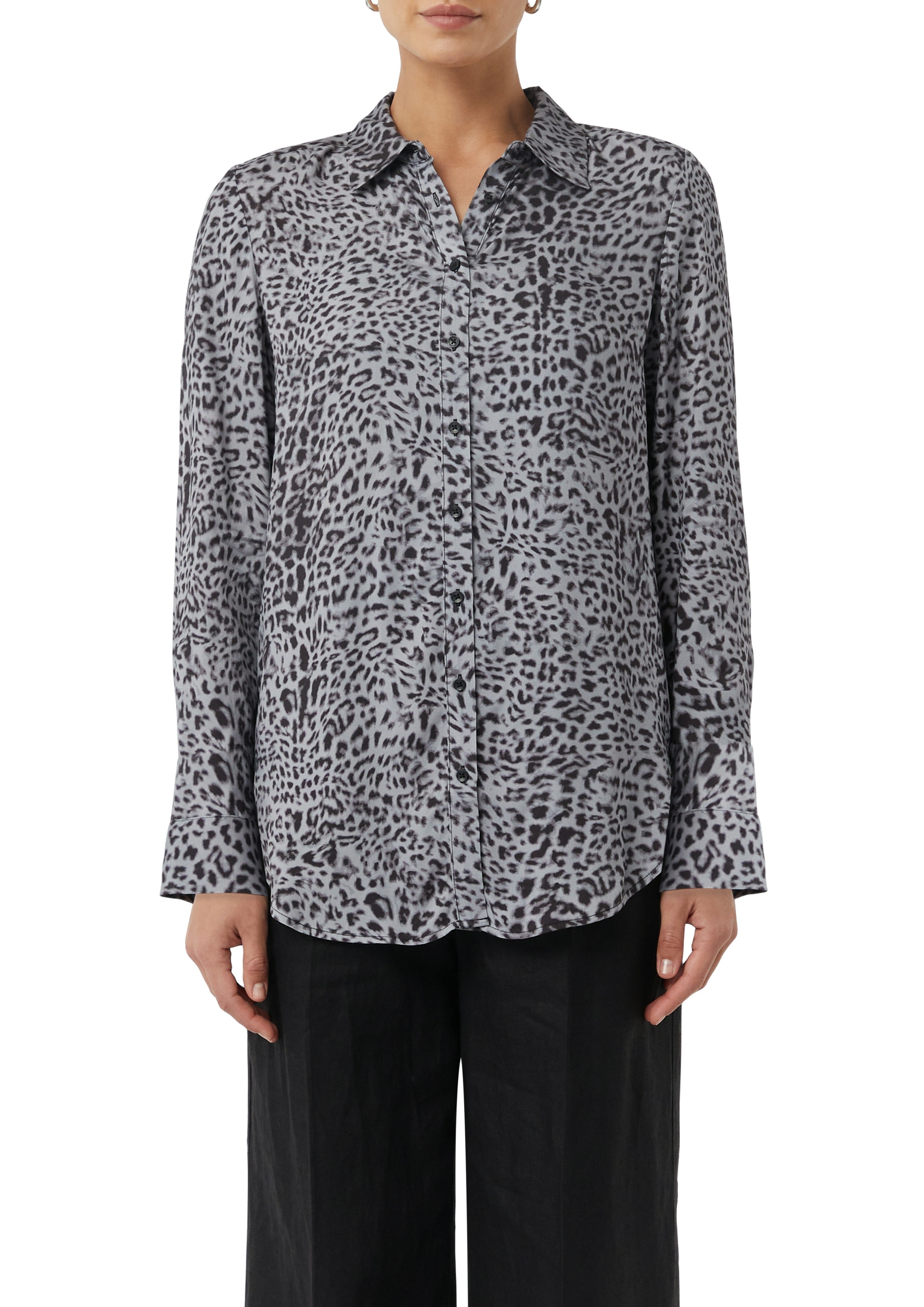 Comma Langarmbluse mit All-Over-Animal Print