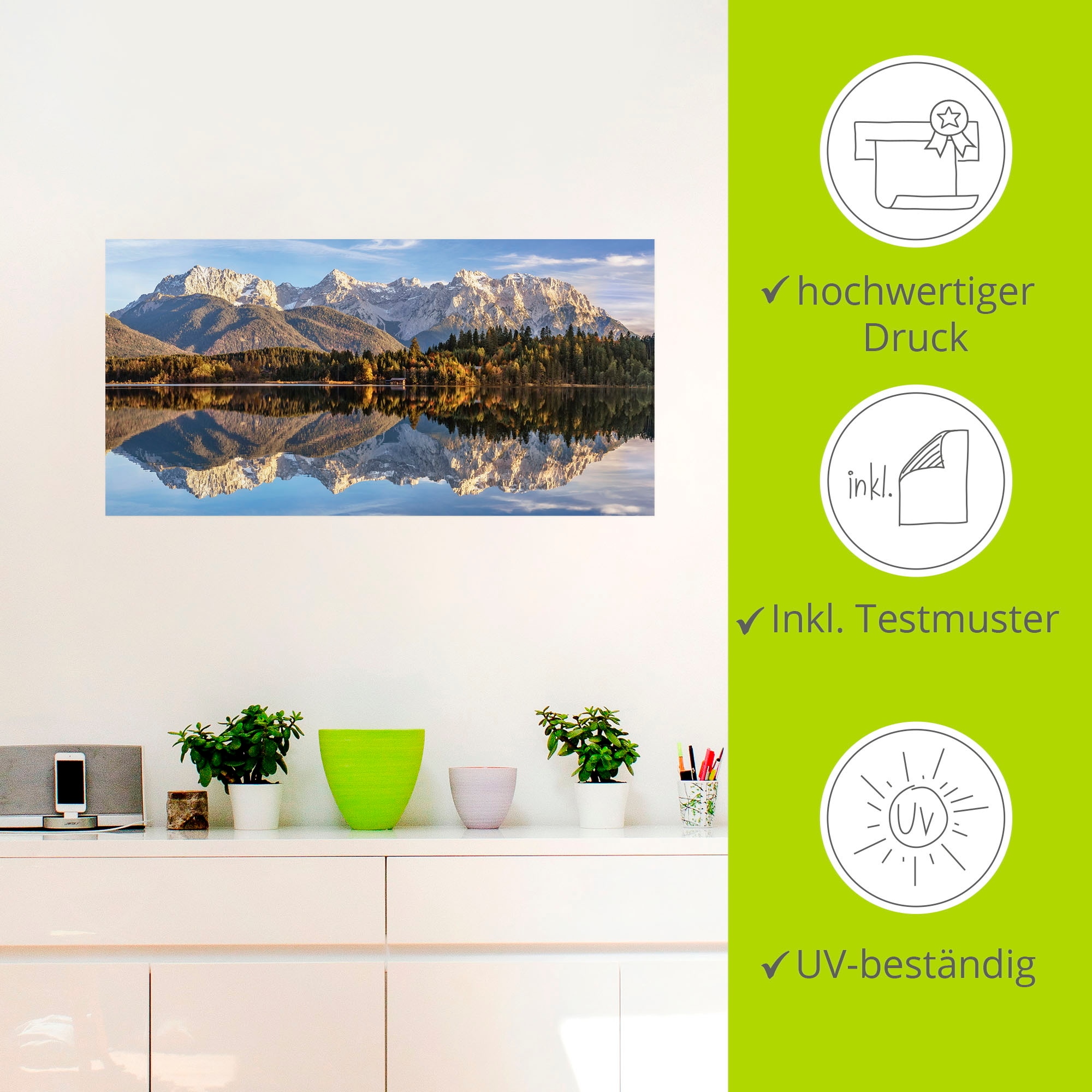 Artland Wandbild »Karwendelblick am Barmsee«, Berge & Alpenbilder, (1 St.), als Leinwandbild, Wandaufkleber in verschied. Grössen