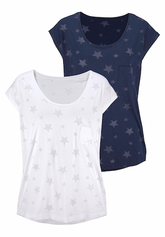 Beachtime T-Shirt, (2er-Pack), Ausbrenner-Qualität mit leicht transparenten Sternen kaufen