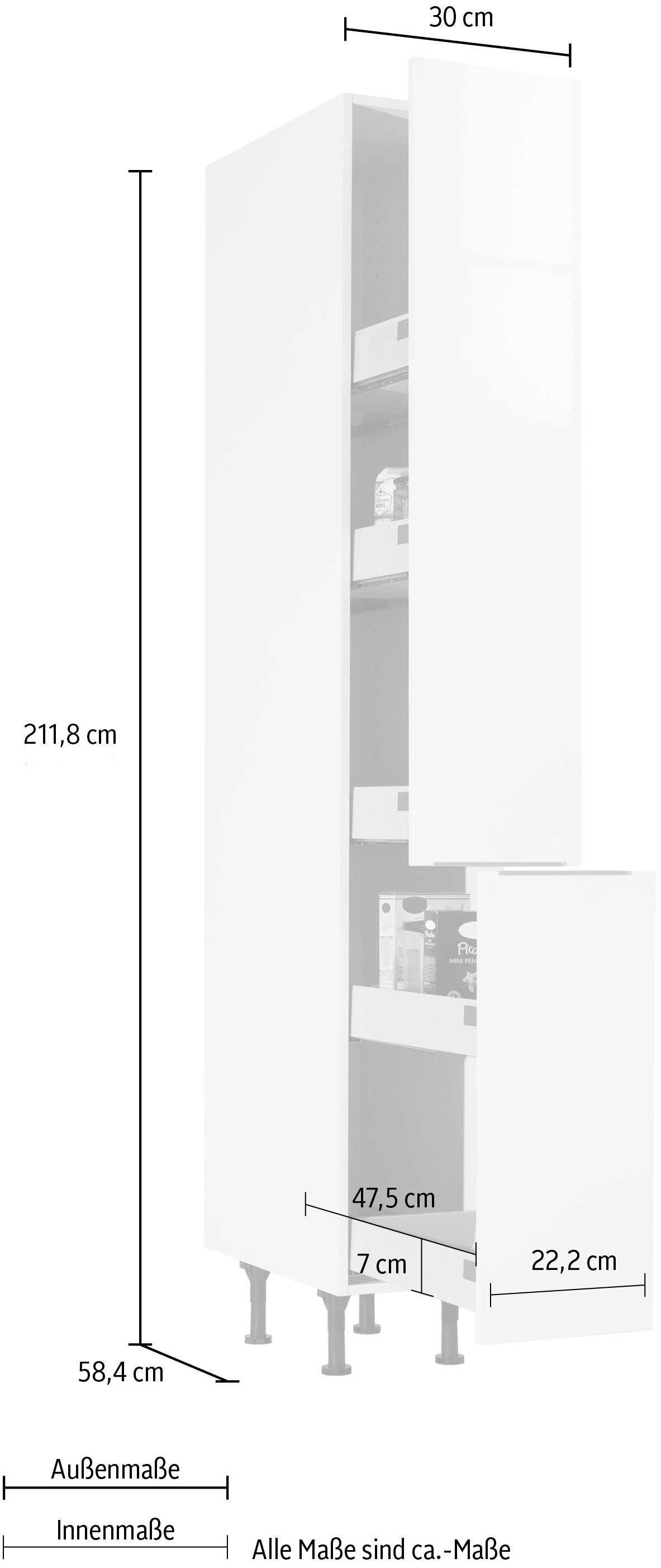 OPTIFIT Apothekerschrank »Tara«, Close-Funktion, und 5 Breite | mit 30 Jelmoli-Versand cm 2 online shoppen Soft- Vollauszügen Ablagen