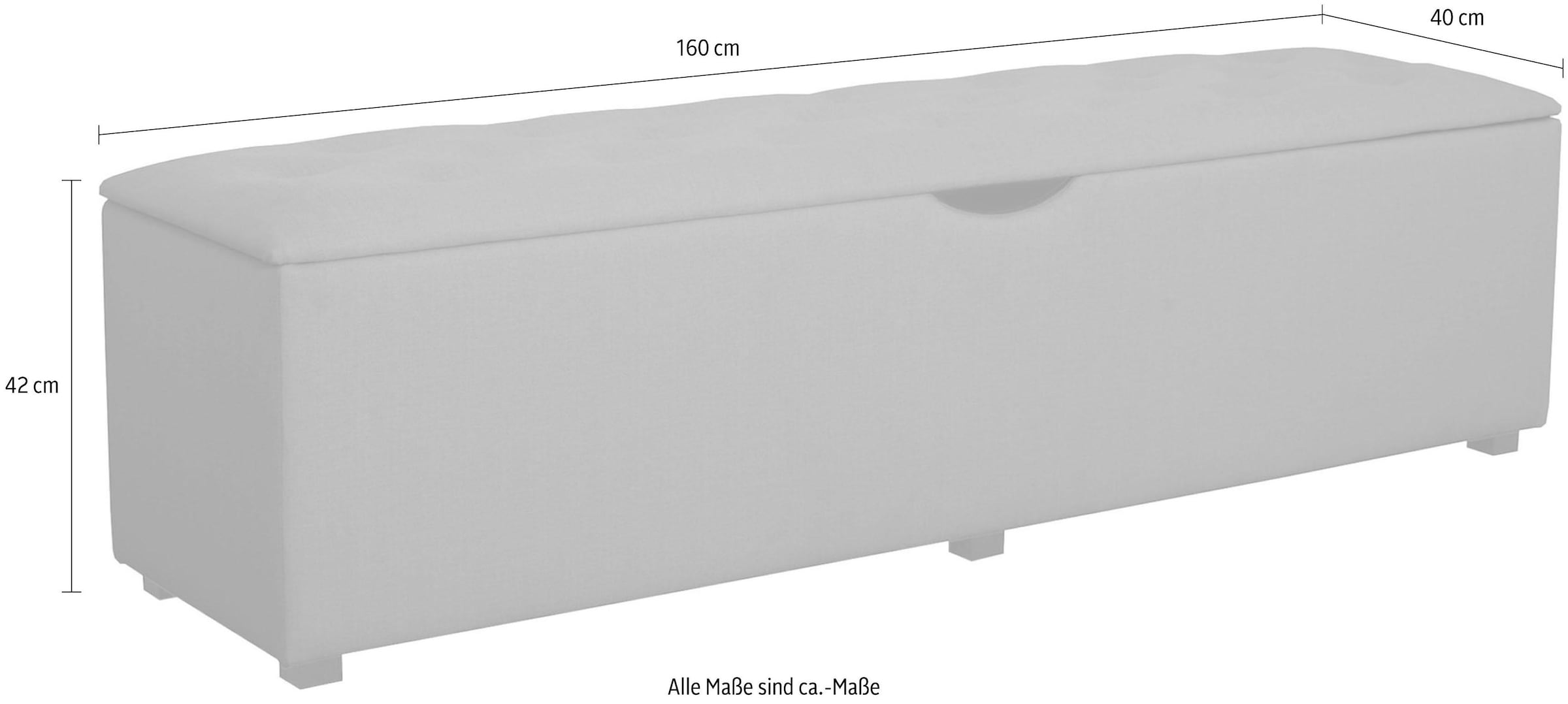 Places of Style Hockerbank »Knobbed«, Hockerbank mit Stauraum, Breite 120 cm und 160 cm
