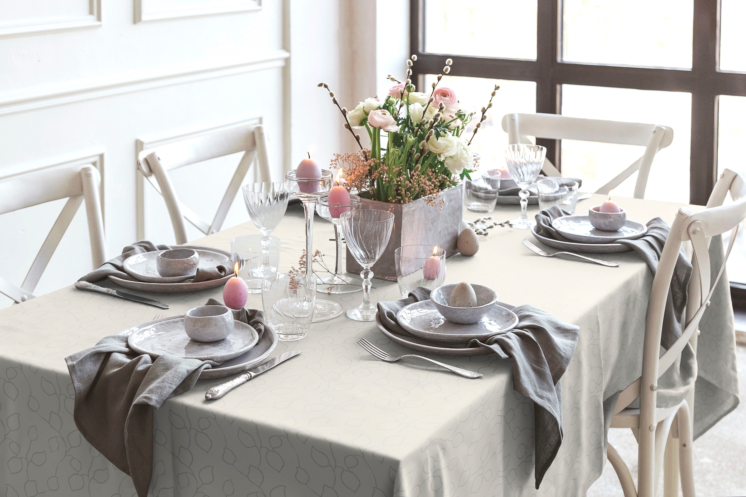 Wirth Tischdecke »Westport«, (1 St.), Made in Germany, Jacquard Dekostoff, Blatt-Design, Pflegeleicht