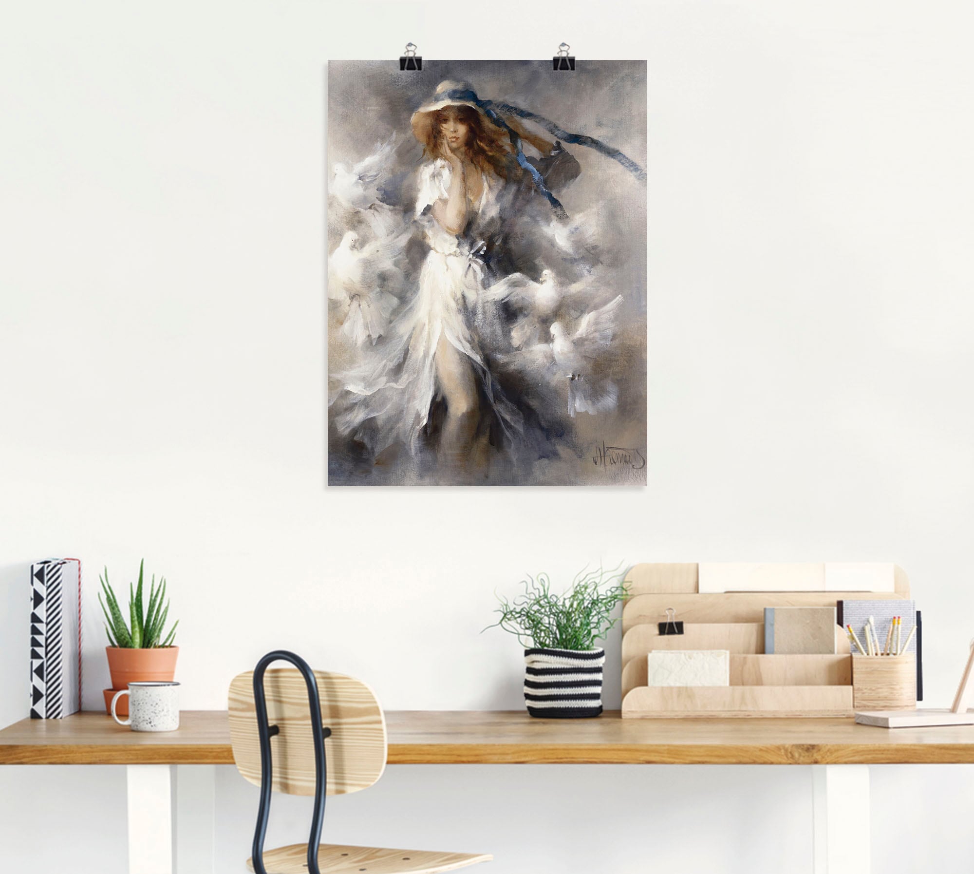 Artland Wandbild »Tauben«, Frau, (1 St.), als Leinwandbild, Poster in verschied. Grössen