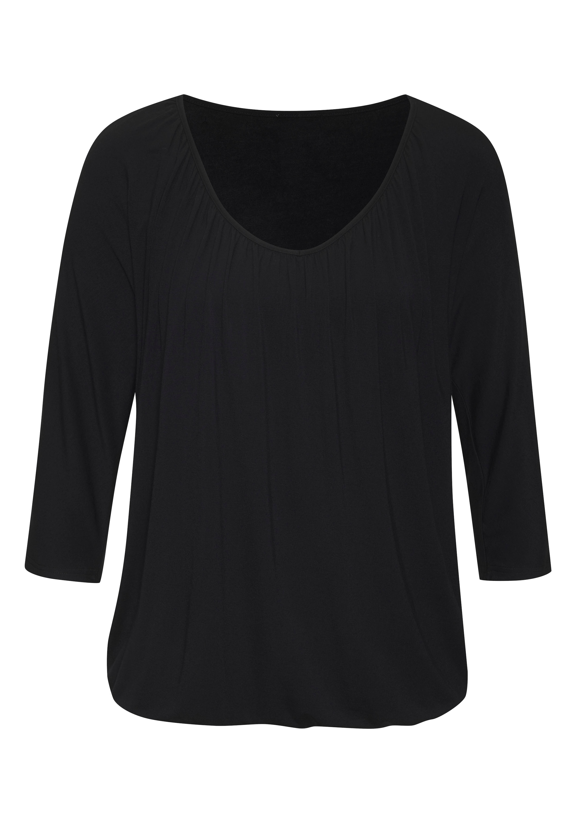 LASCANA 3/4-Arm-Shirt »mit zarter Raffung am Ausschnitt«, aus weichem Viskose-Stretch