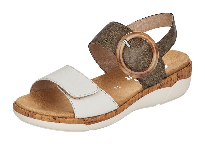Sandale, Sommerschuh, Sandalette, Keilabsatz, mit praktischem Klettverschluss