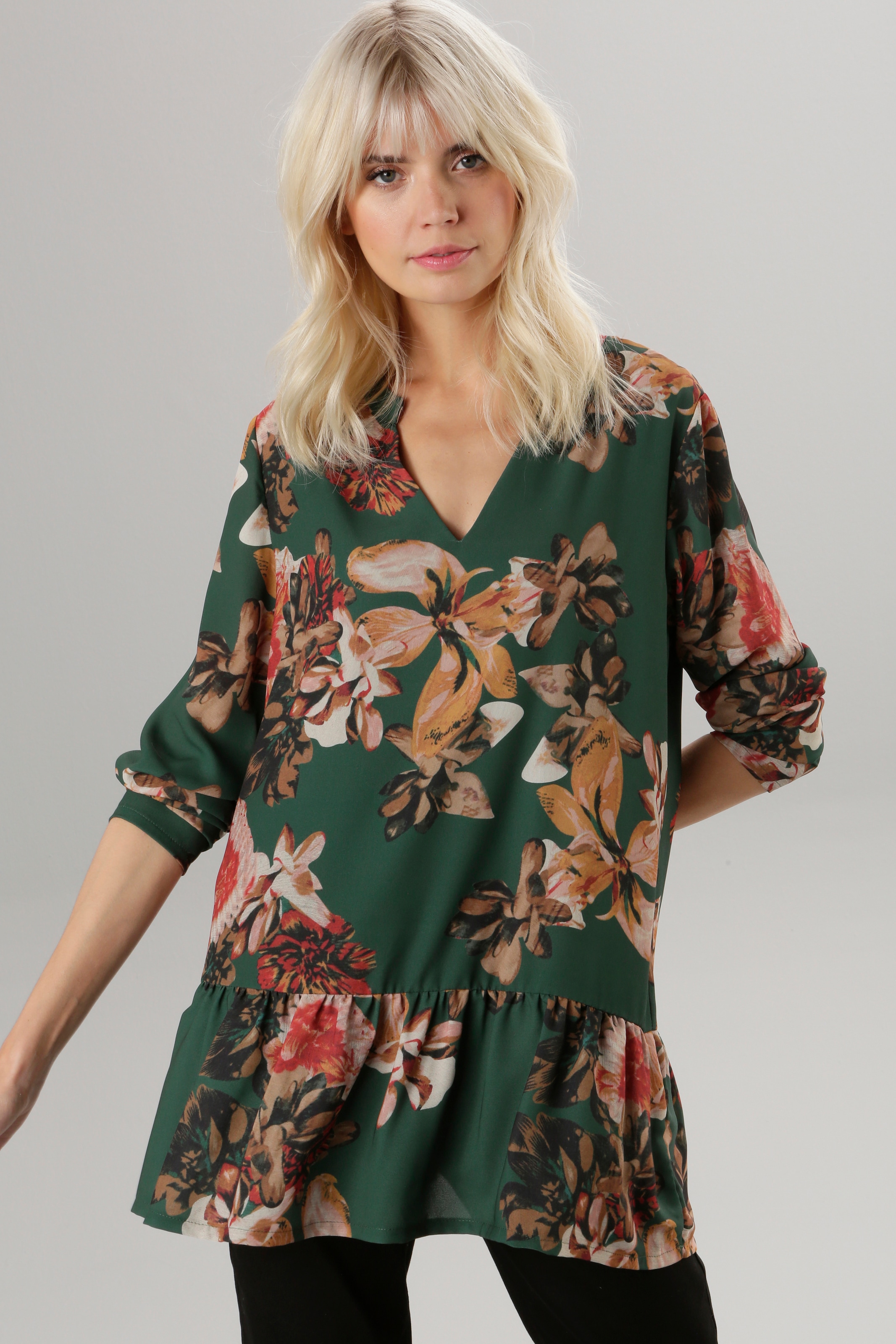und Jelmoli-Versand Aniston Schweiz bei SELECTED mit Blumendruck online Tunika, Volant bestellen