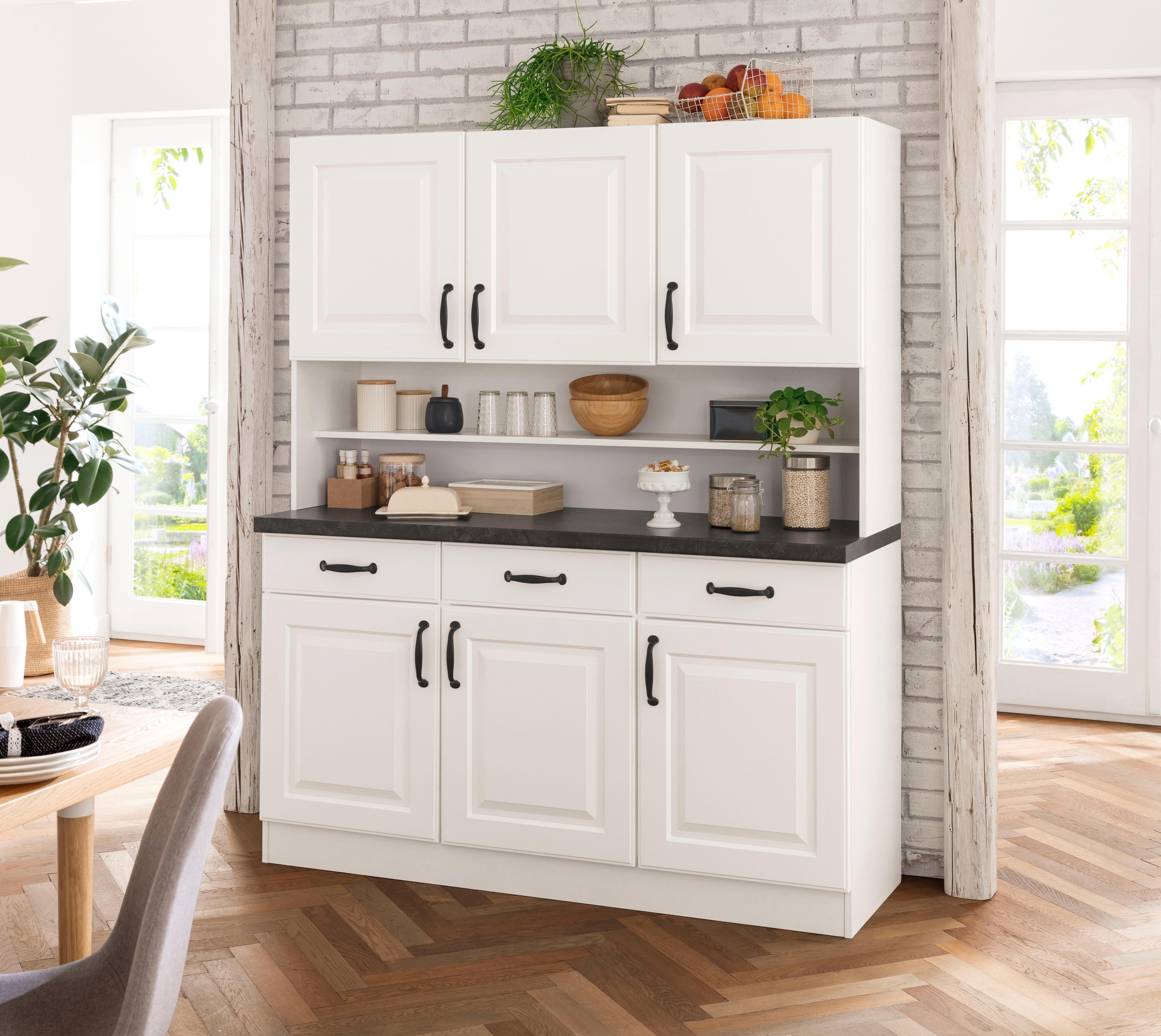 wiho Küchen Küchenbuffet "Erla" 150 cm breit mit Kassettenfront