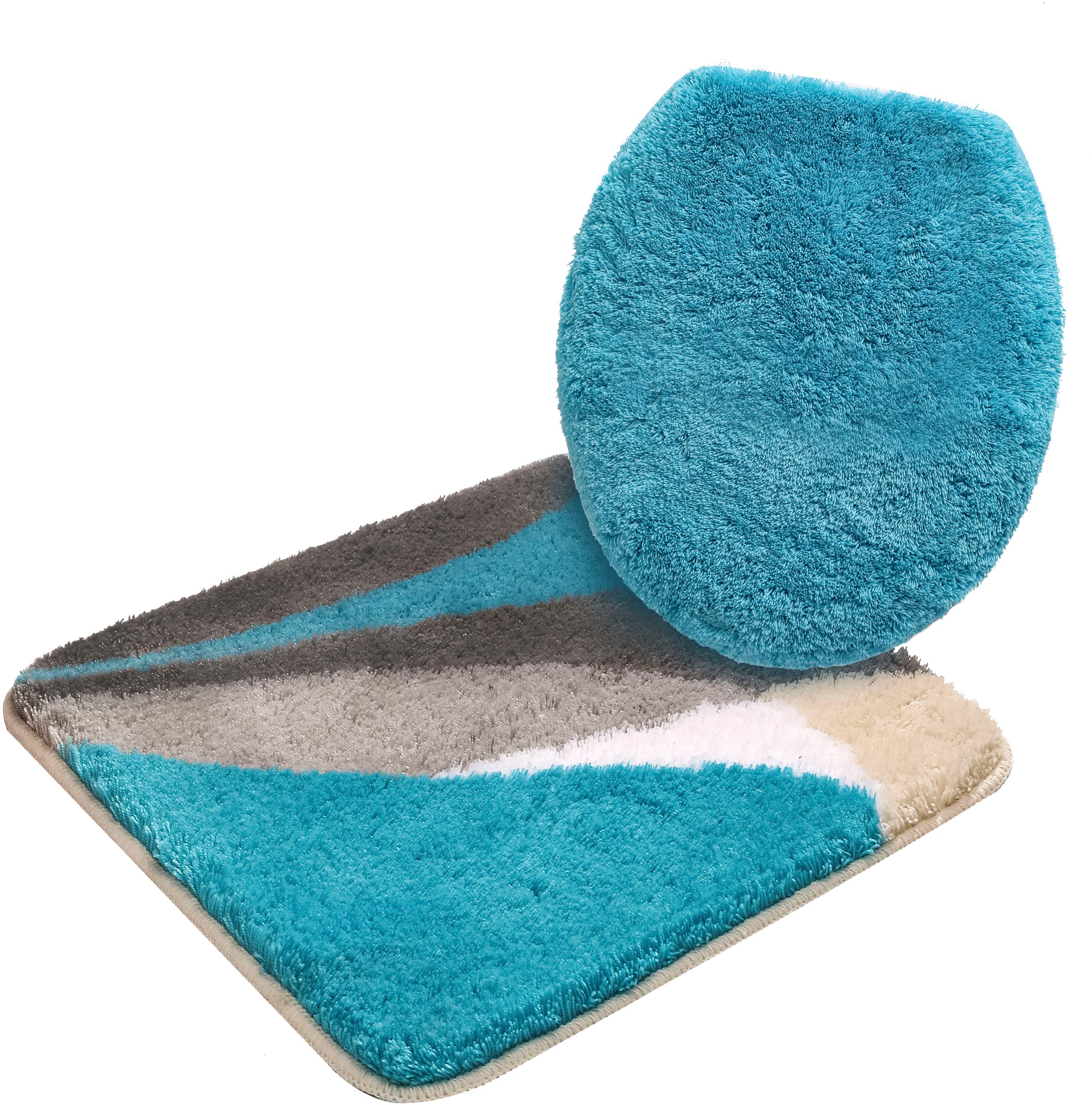 my home Badematte »Magnus, Badvorleger, Badezimmer Teppich«, rutschhemmend beschichtet, strapazierfähig-schnell trocknend, mehrfarbig, Badteppich, Badematten auch als 2 teiliges Set & rund
