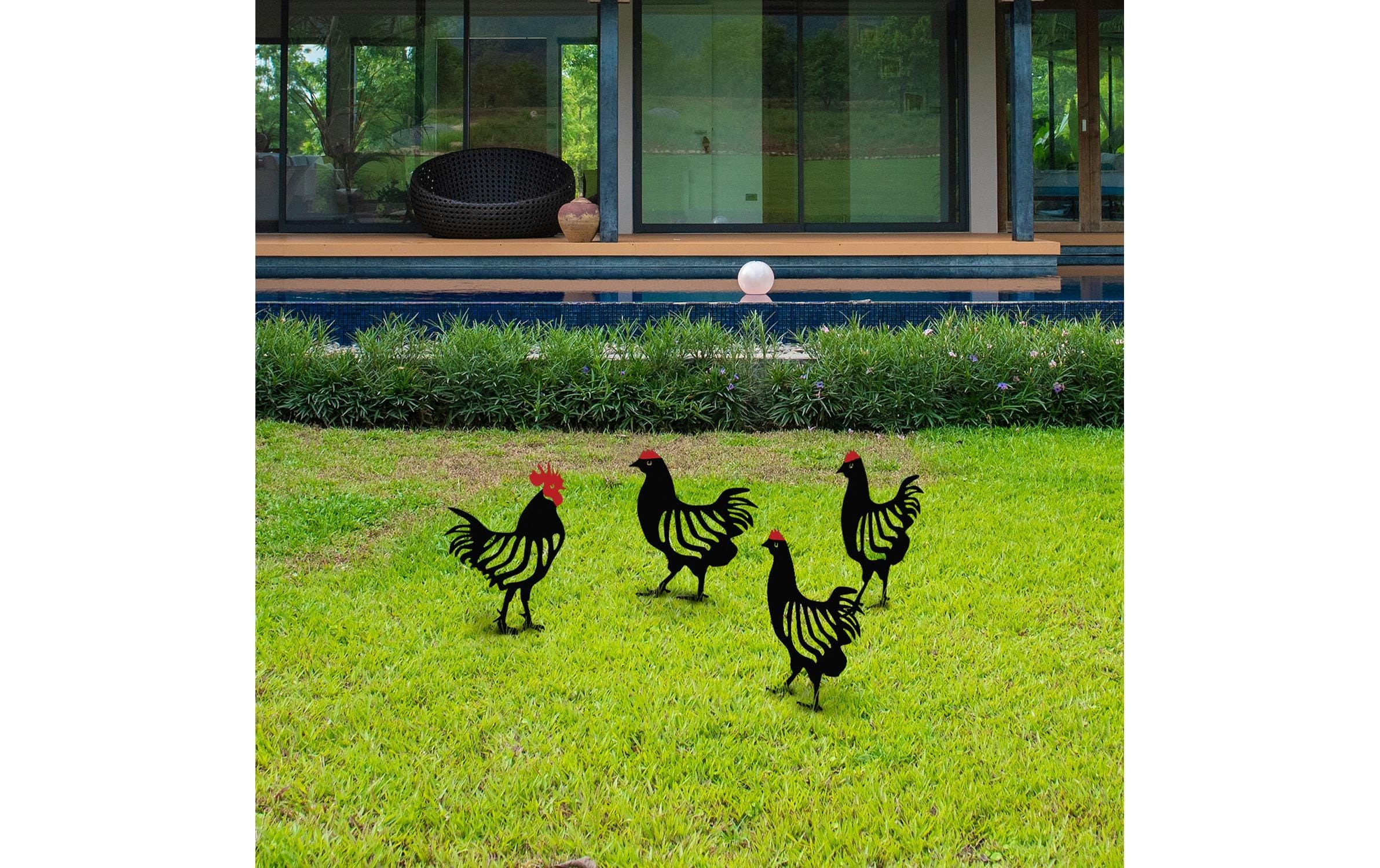 Tierfigur »Wallxpert Huhn 33 cm 4er Set Schwarz«