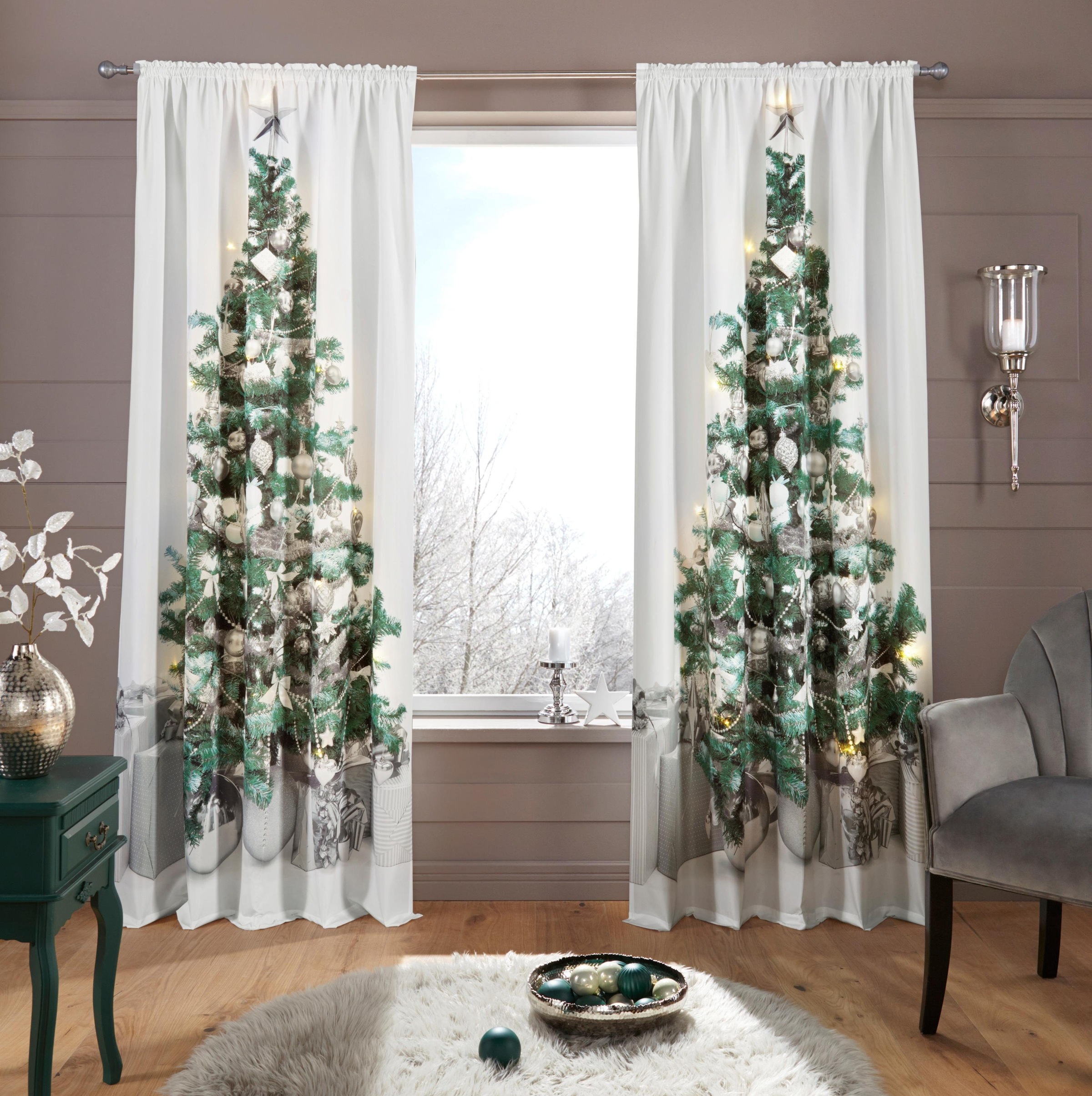 my home Vorhang »Xmas Tree W/LED«, (1 St.), Blickdicht, Tannenbaum, weihnachtlich,... kaufen