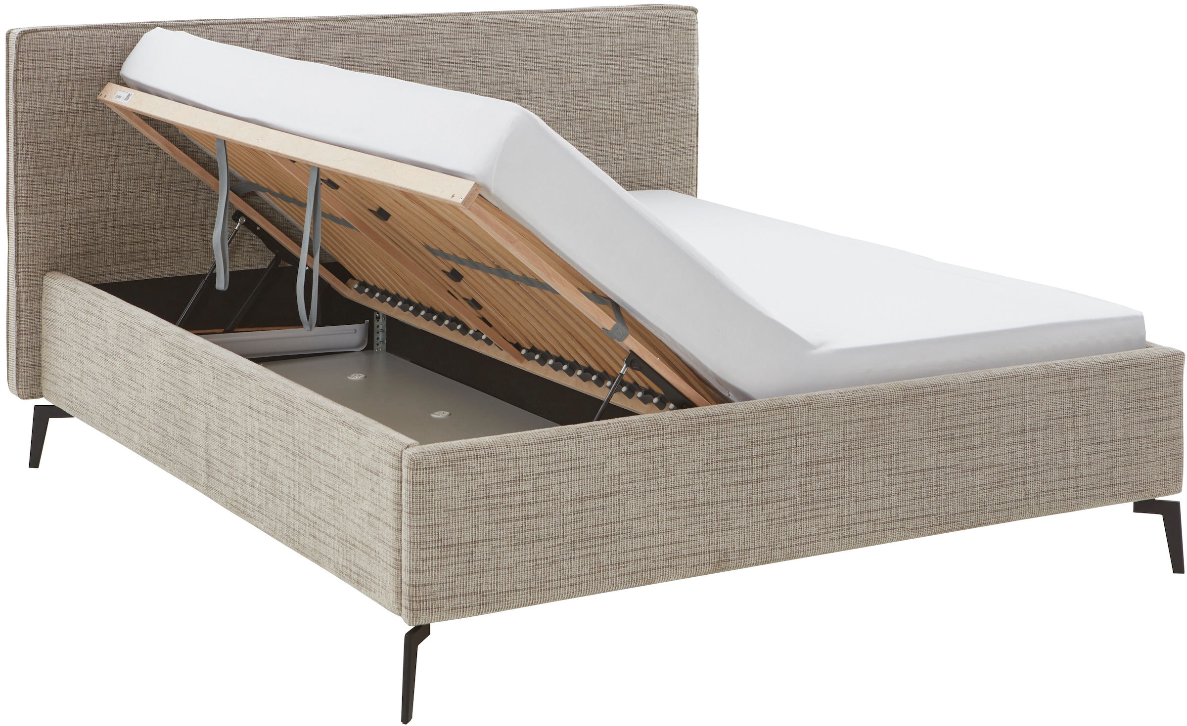 meise.möbel Polsterbett »Riva II«, mit schwarzen Metallfüssen, wahlweise mit Bettkasten