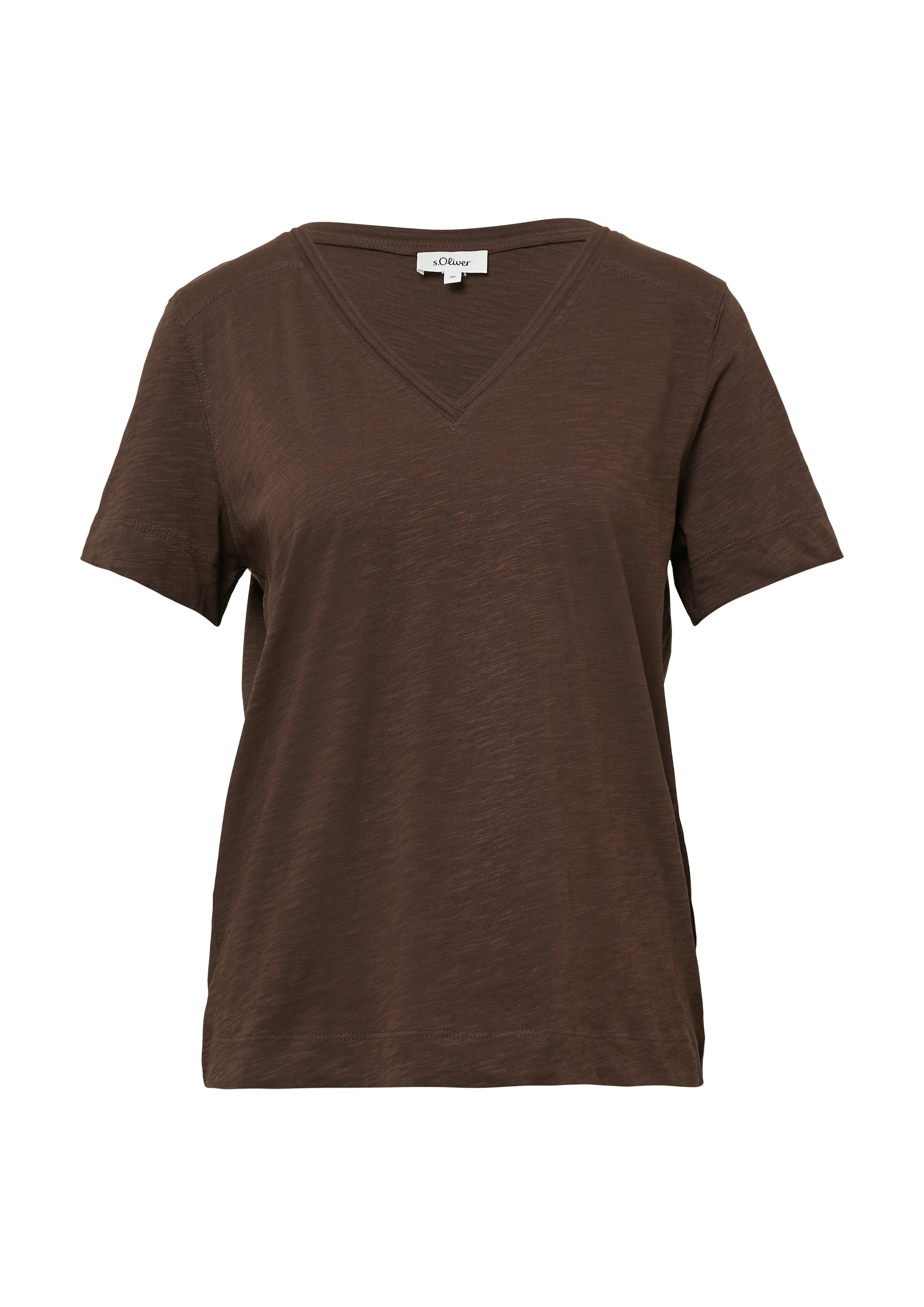 s.Oliver T-Shirt, aus Flammgarn mit V-Ausschnitt