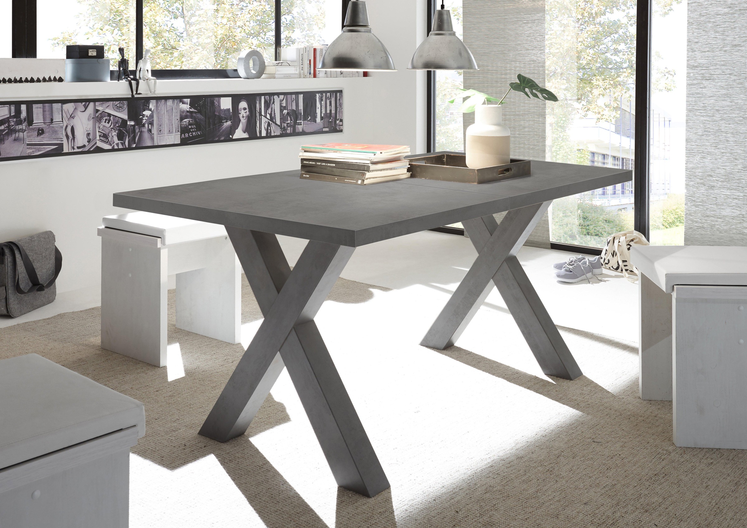 Mäusbacher Esstisch "Mister" mit Auszug (160-210 cm), Gestell in X-Form