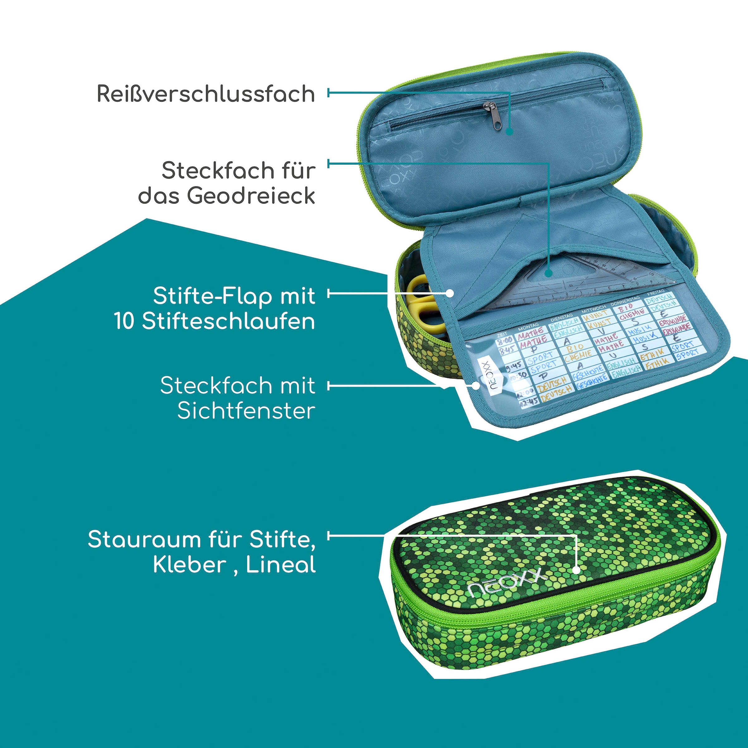 neoxx Schreibgeräteetui »Schlamperbox, Jump, Pixel my mind«, teilweise aus recyceltem Material