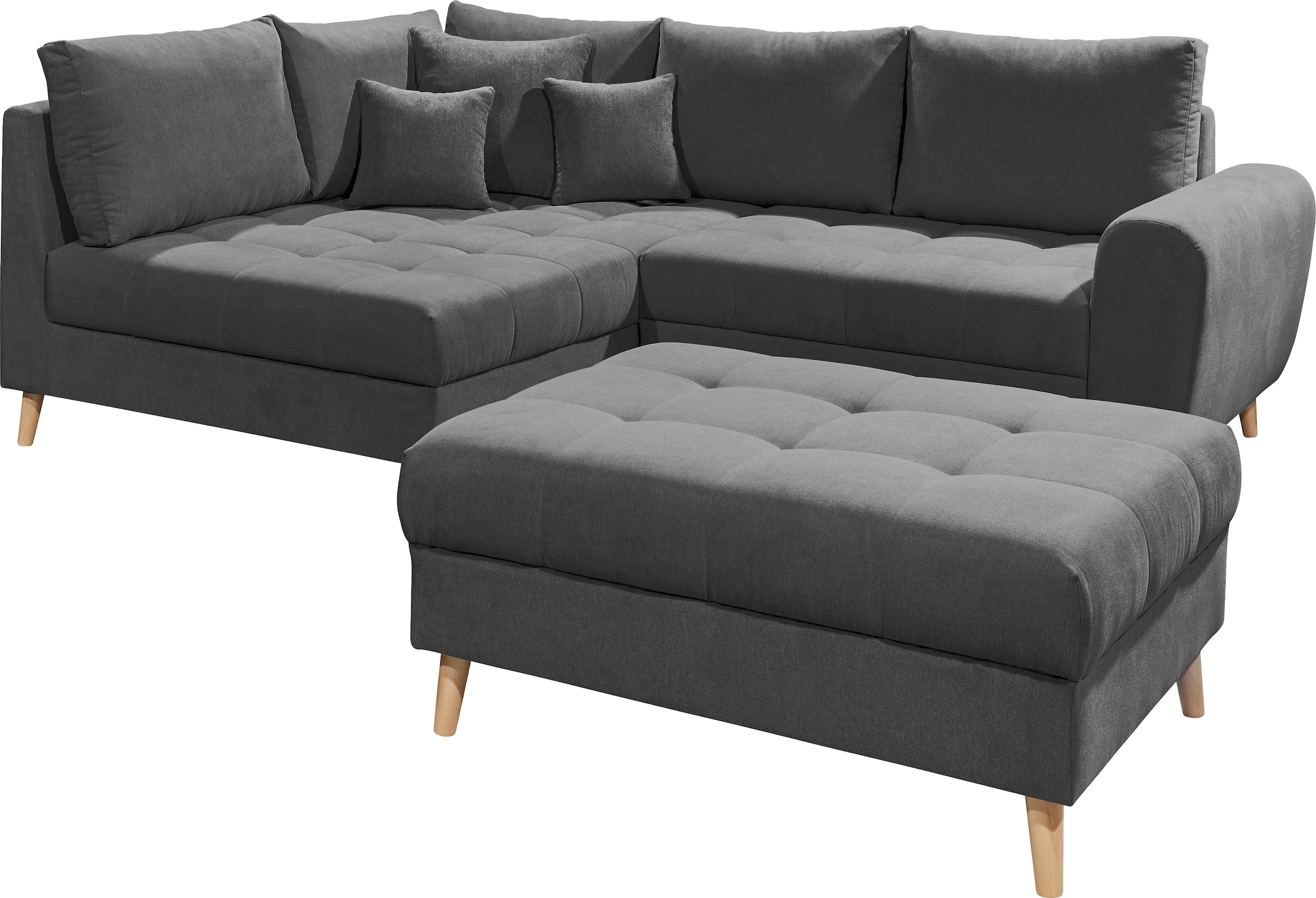 Ecksofa »Alice L-Form«, (Set), mit Hocker, Rückenkissen, Zierkissen, frei im Raum...