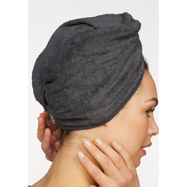 my home Turban-Handtuch »Juna«, (2 St.), mit Knopfverschluss am Hinterkopf ( 2 Stück), einfarbiges Haar-Handtuch online bestellen | Jelmoli-Versand