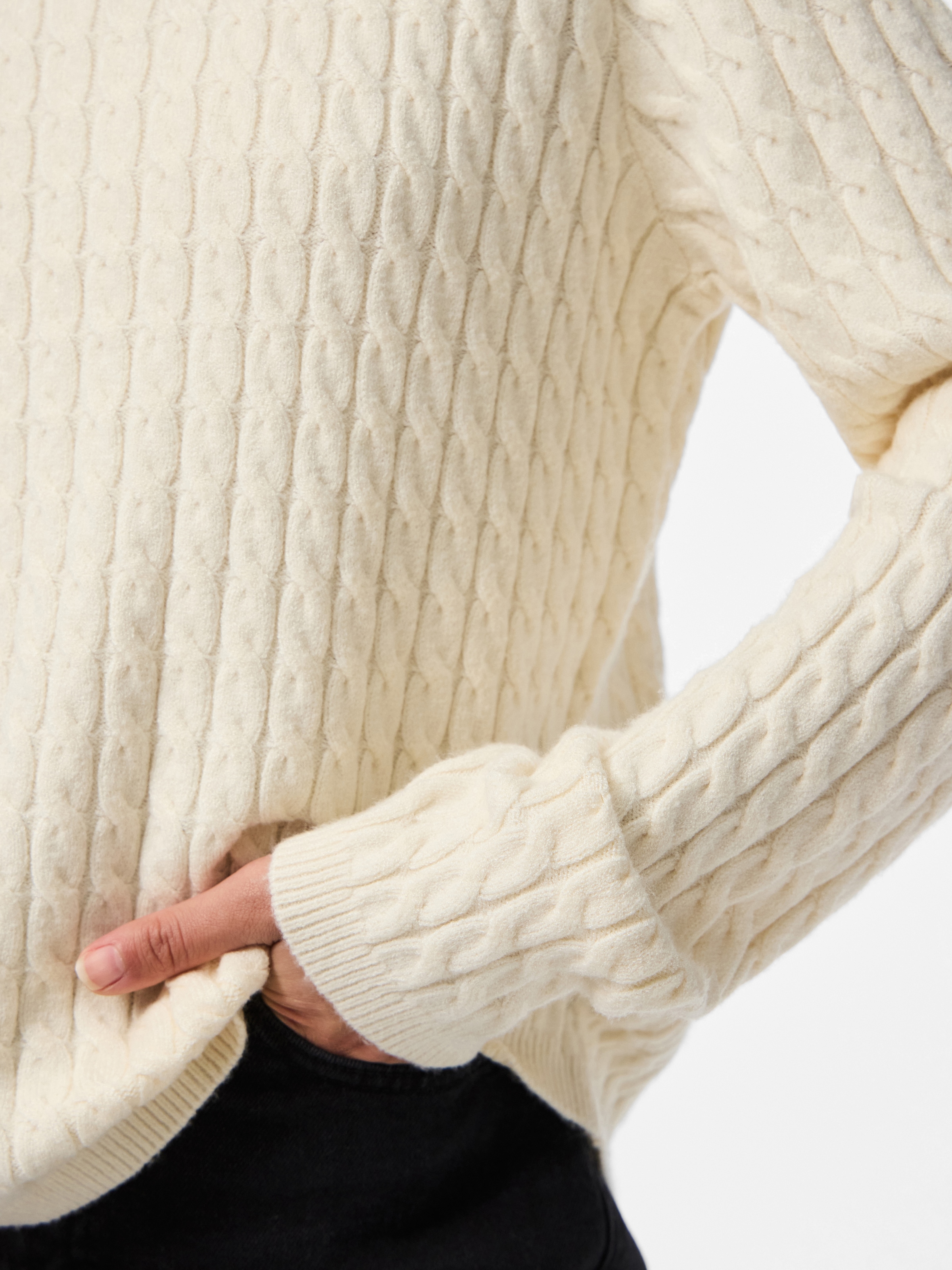 pieces Strickpullover »PCFIA LS CABLE KNIT NOOS BC«