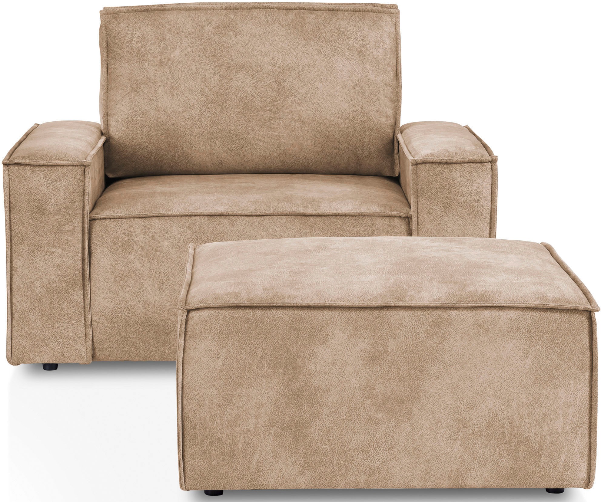 OTTO home Sessel "SHERWOOD Vintage Lederoptik Sessel-Set" Loveseat und Hocker im Set, passend zur Polster-Serie SHERWOOD