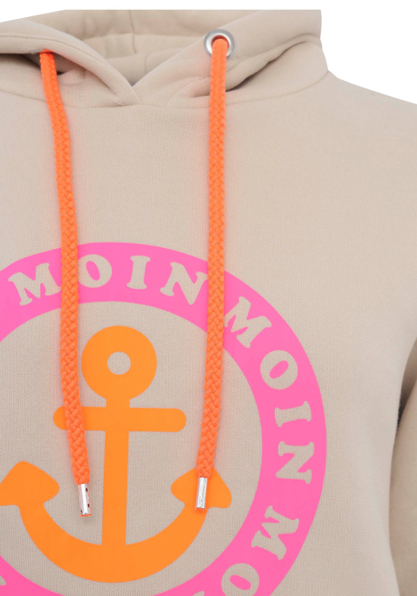 Zwillingsherz Hoodie, Langarm, Kapuze, Neon-Details, Kordelzug, Frontprint, Kängurutasche