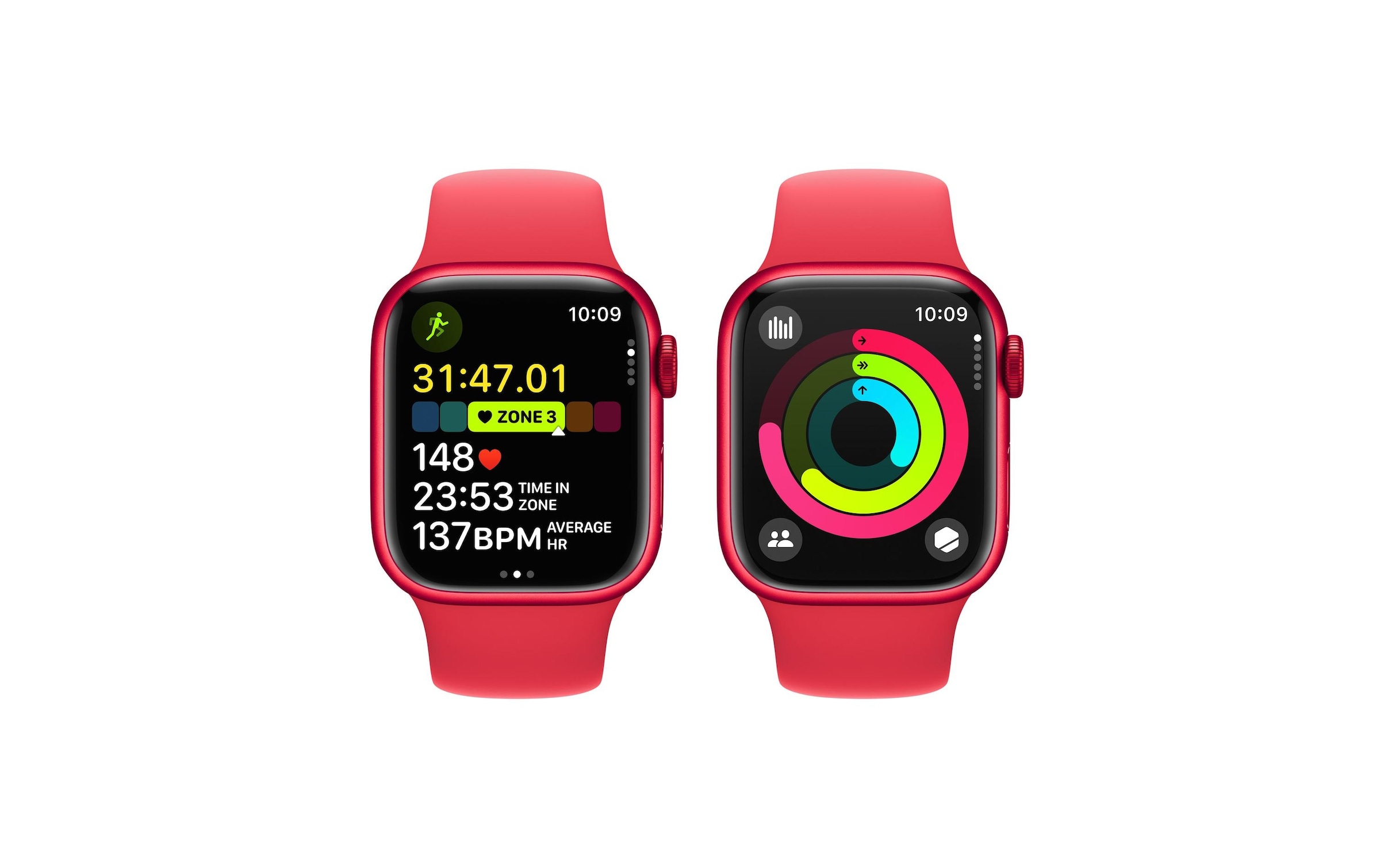 Apple Smartwatch »Series 9, GPS, Aluminium-Gehäuse mit Sportarmband«, Watch OS 10, 64 GB,)