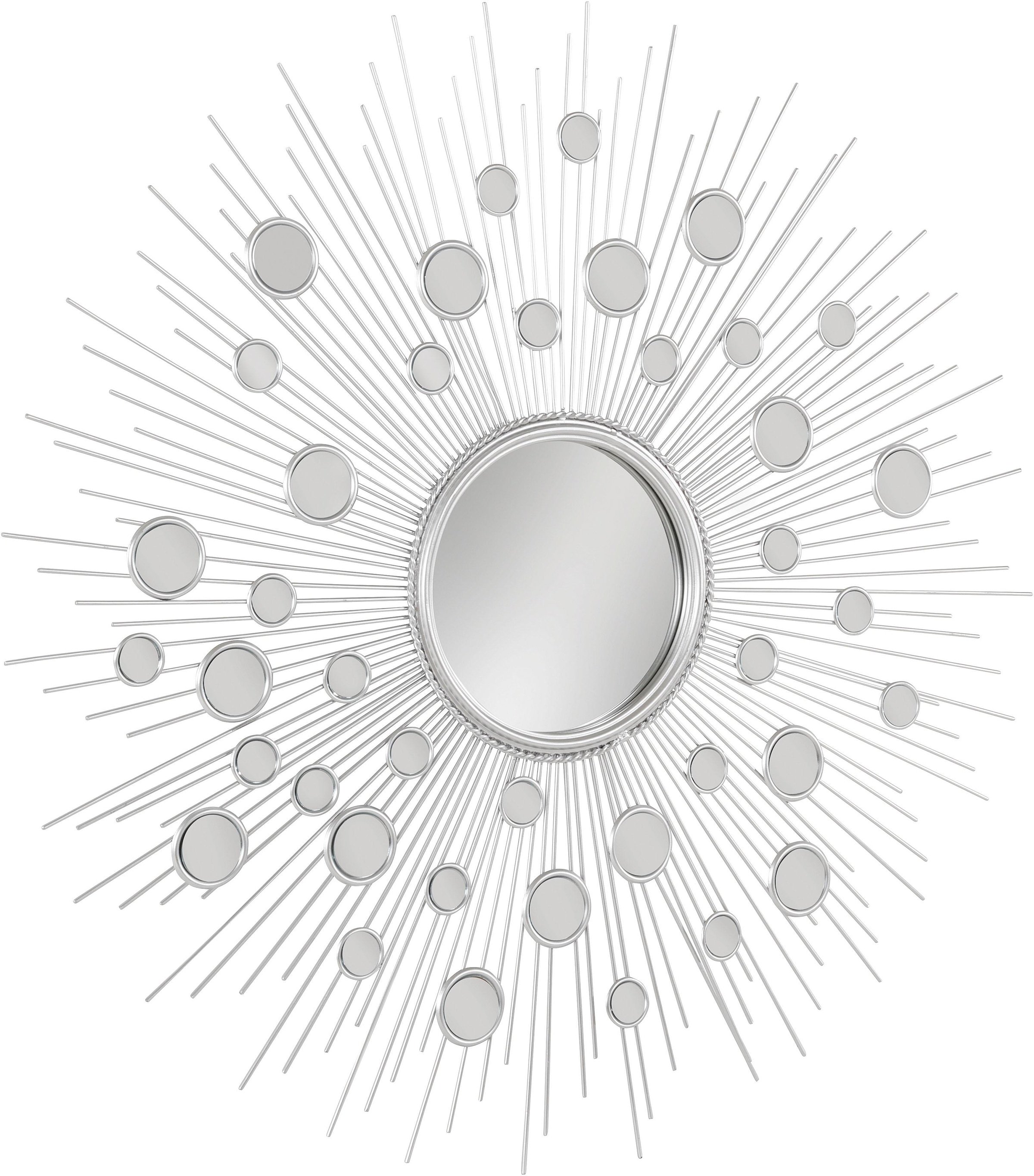 Dekospiegel »Spiegel, silberfarben«, Wandspiegel, Sonne, rund, Ø 81 cm, Rahmen aus Metall